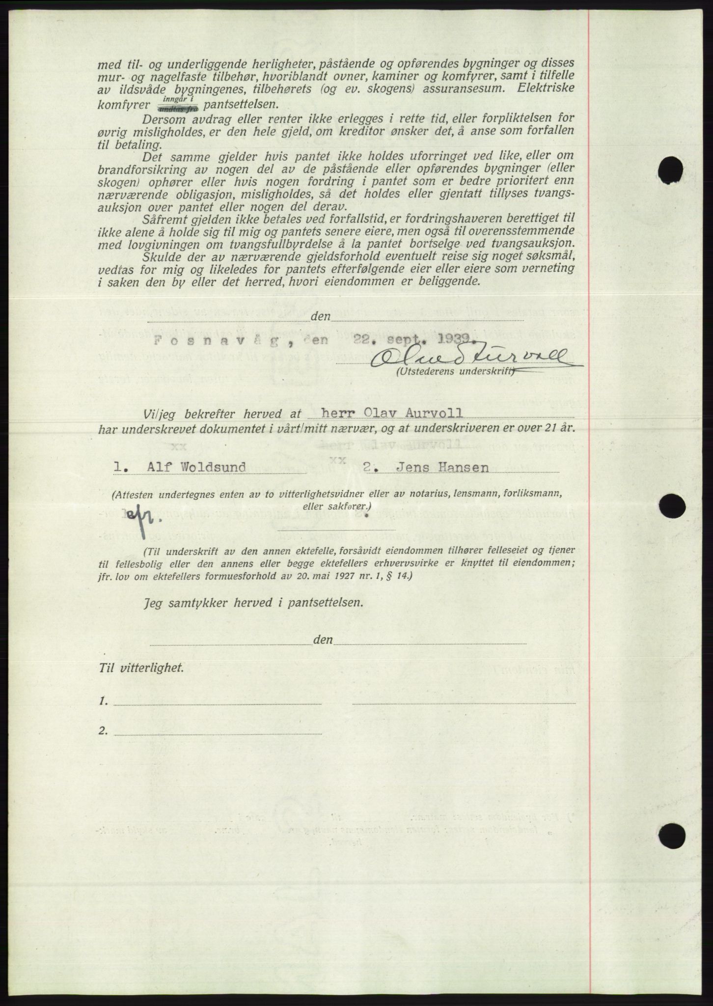 Søre Sunnmøre sorenskriveri, AV/SAT-A-4122/1/2/2C/L0068: Pantebok nr. 62, 1939-1939, Dagboknr: 1438/1939