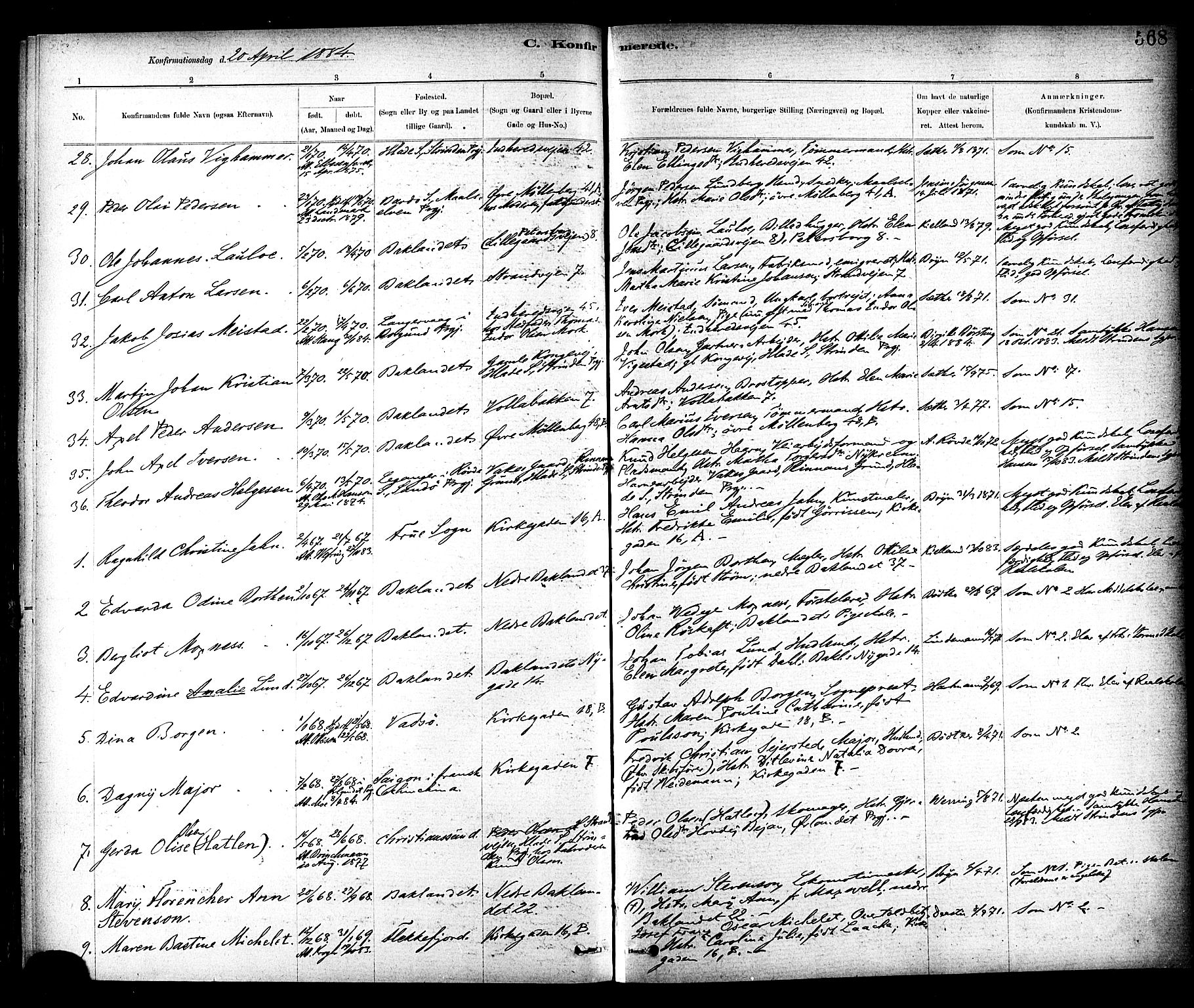 Ministerialprotokoller, klokkerbøker og fødselsregistre - Sør-Trøndelag, SAT/A-1456/604/L0188: Ministerialbok nr. 604A09, 1878-1892, s. 568