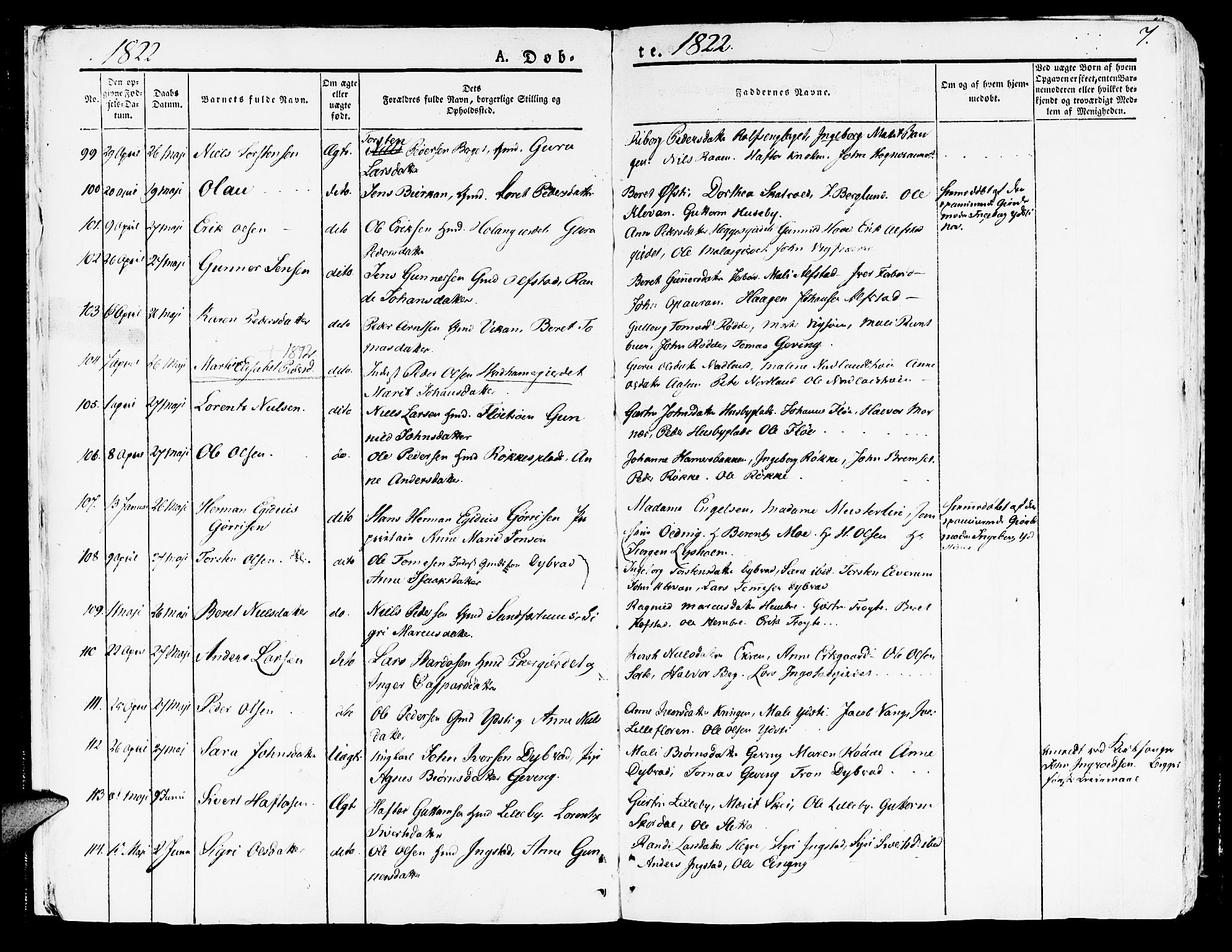 Ministerialprotokoller, klokkerbøker og fødselsregistre - Nord-Trøndelag, SAT/A-1458/709/L0070: Ministerialbok nr. 709A10, 1820-1832, s. 7