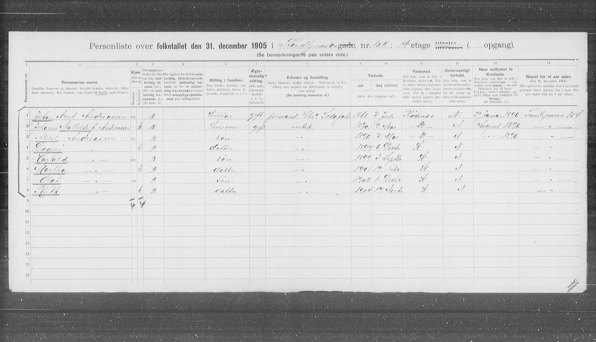 OBA, Kommunal folketelling 31.12.1905 for Kristiania kjøpstad, 1905, s. 61611