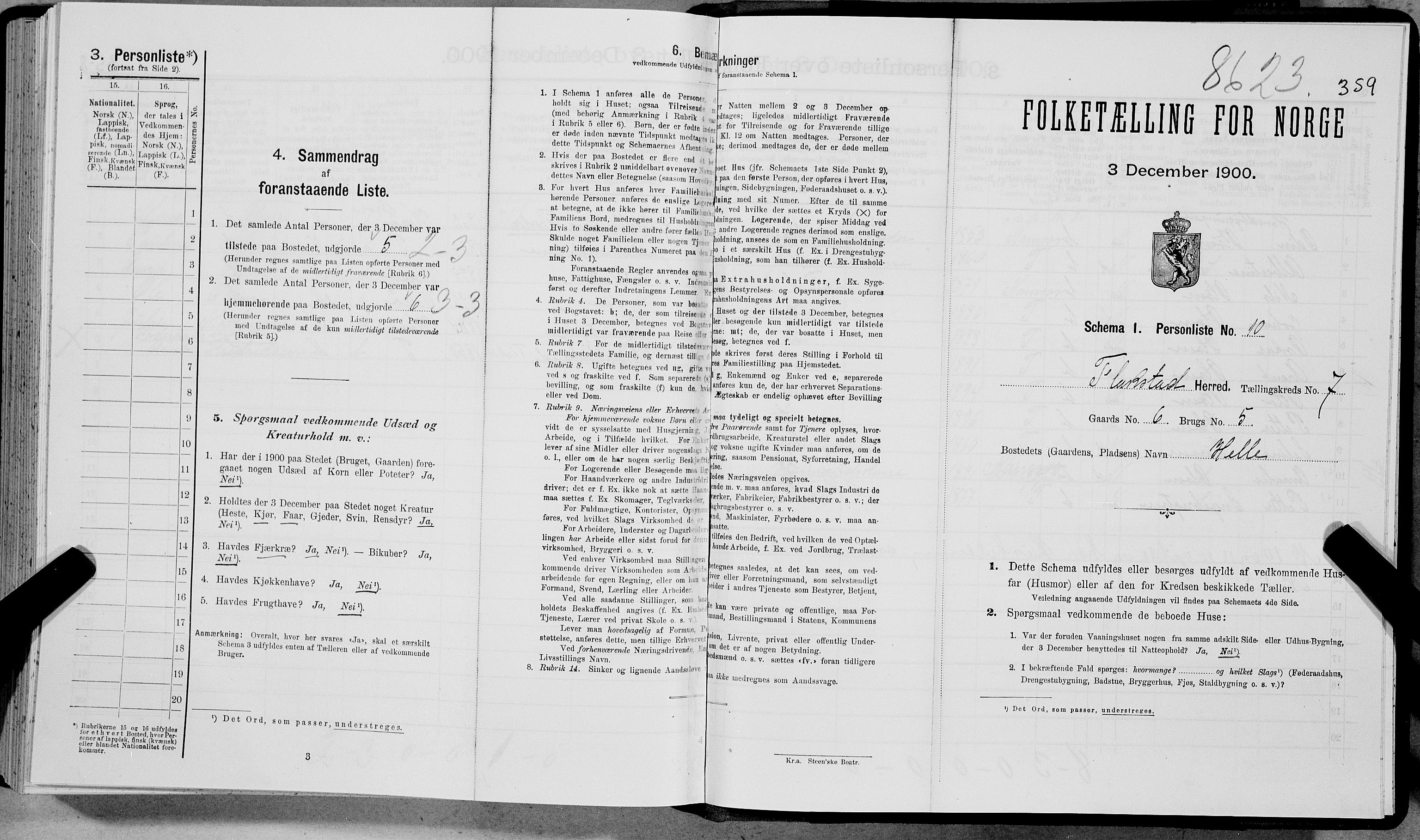 SAT, Folketelling 1900 for 1859 Flakstad herred, 1900, s. 849