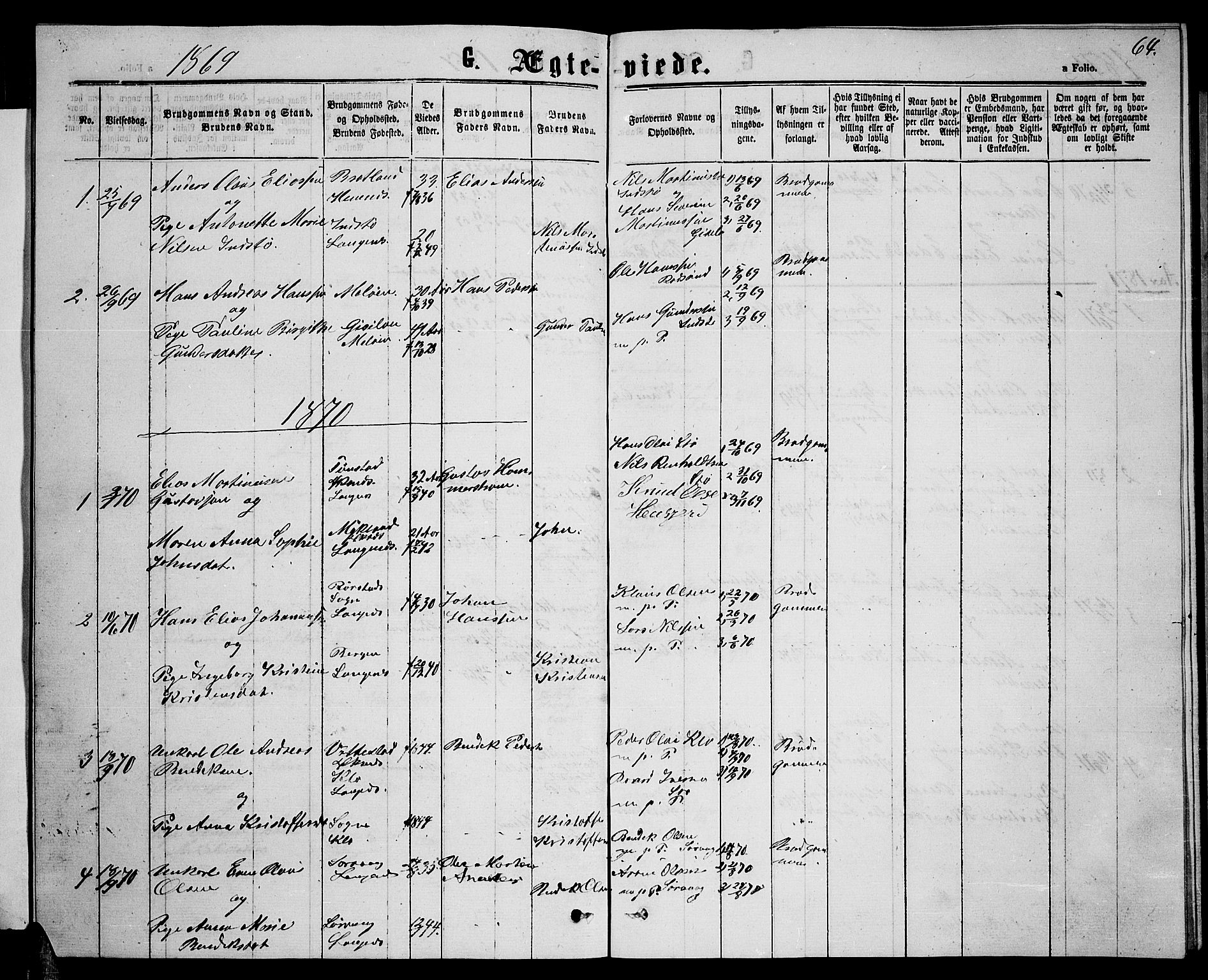 Ministerialprotokoller, klokkerbøker og fødselsregistre - Nordland, AV/SAT-A-1459/894/L1358: Klokkerbok nr. 894C01, 1864-1877, s. 64