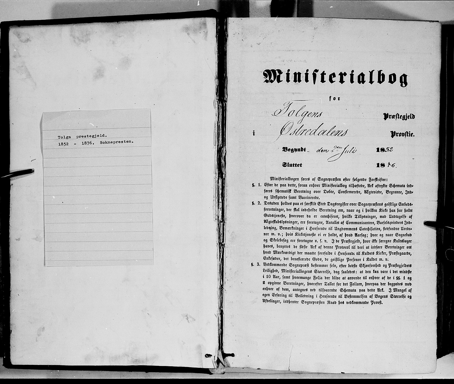 Tolga prestekontor, AV/SAH-PREST-062/K/L0006: Ministerialbok nr. 6, 1852-1876