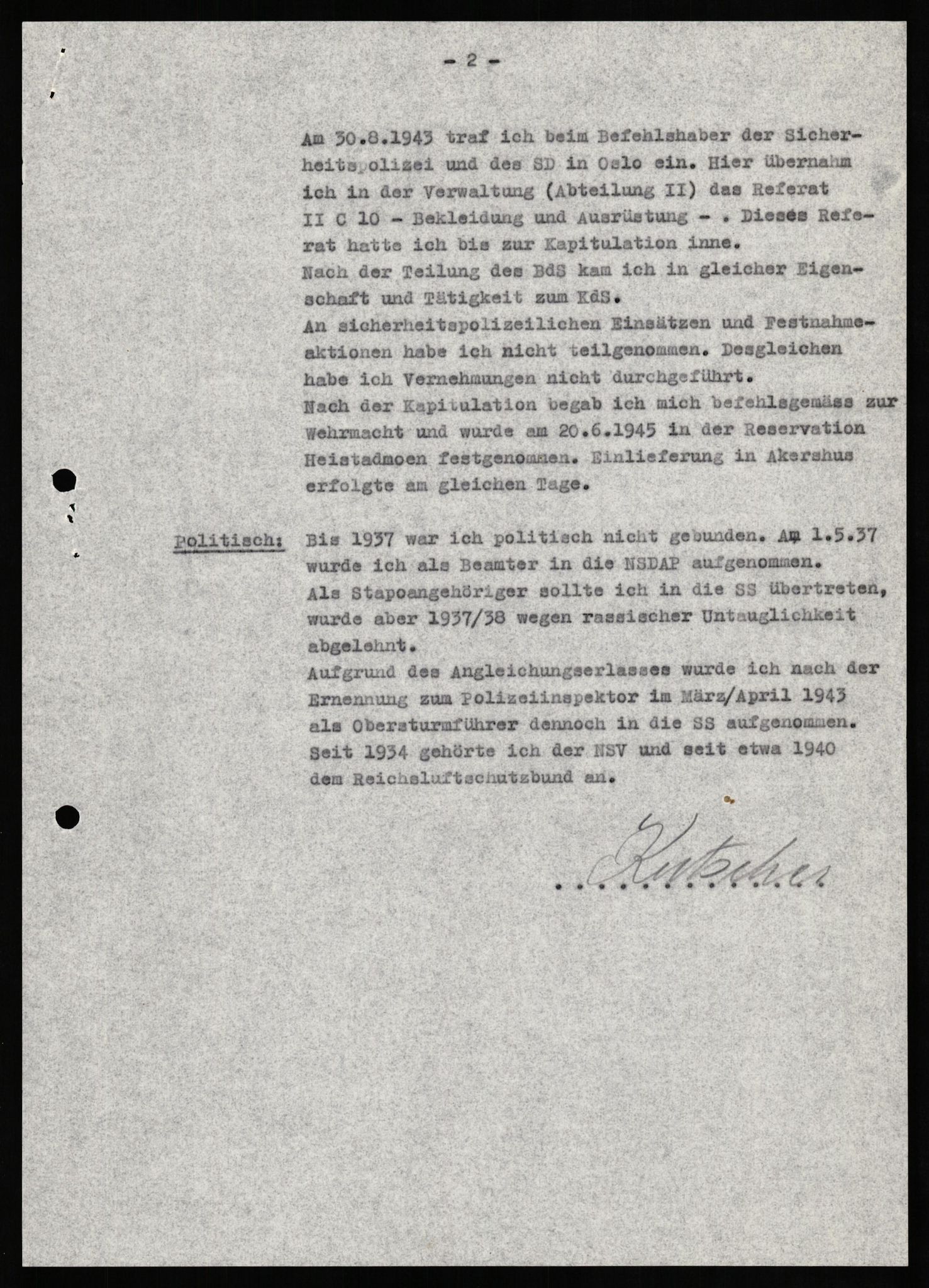 Forsvaret, Forsvarets overkommando II, AV/RA-RAFA-3915/D/Db/L0016: CI Questionaires. Tyske okkupasjonsstyrker i Norge. Tyskere., 1945-1946, s. 682