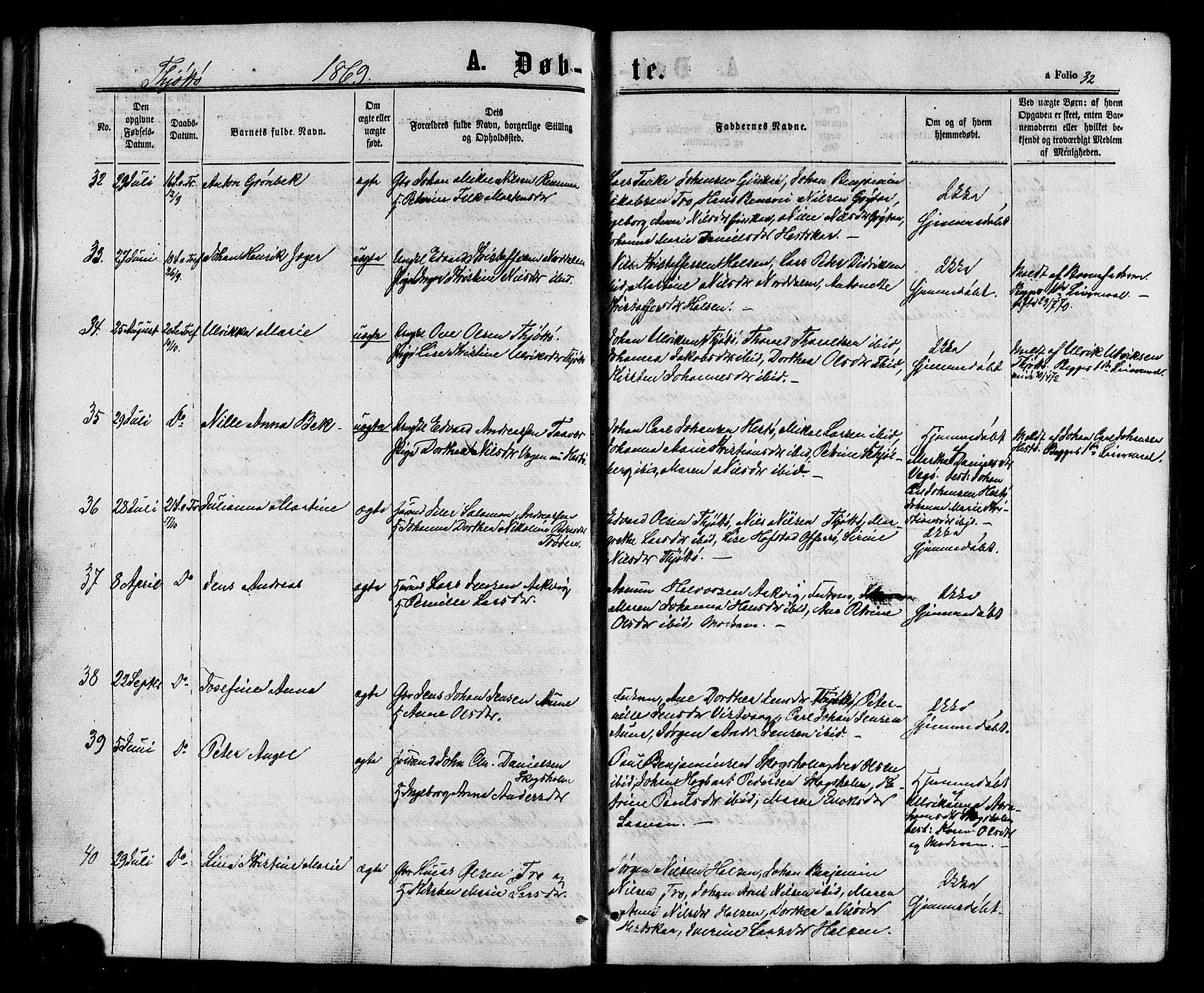 Ministerialprotokoller, klokkerbøker og fødselsregistre - Nordland, SAT/A-1459/817/L0262: Ministerialbok nr. 817A03/ 1, 1862-1877, s. 32