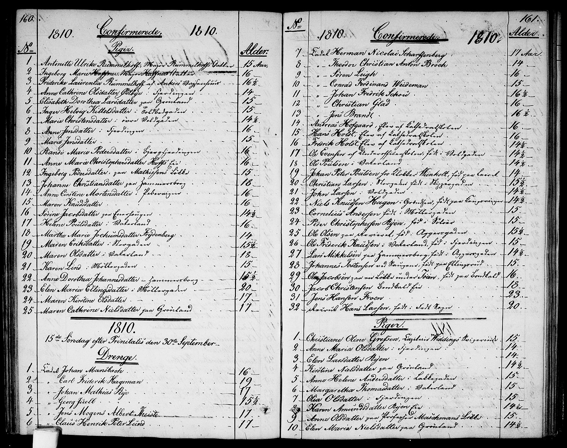 Garnisonsmenigheten Kirkebøker, SAO/A-10846/G/Ga/L0002: Klokkerbok nr. 2, 1810-1814, s. 160-161