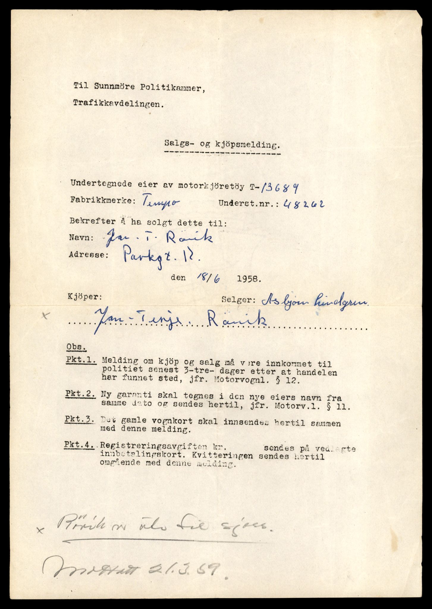 Møre og Romsdal vegkontor - Ålesund trafikkstasjon, AV/SAT-A-4099/F/Fe/L0040: Registreringskort for kjøretøy T 13531 - T 13709, 1927-1998, s. 2735