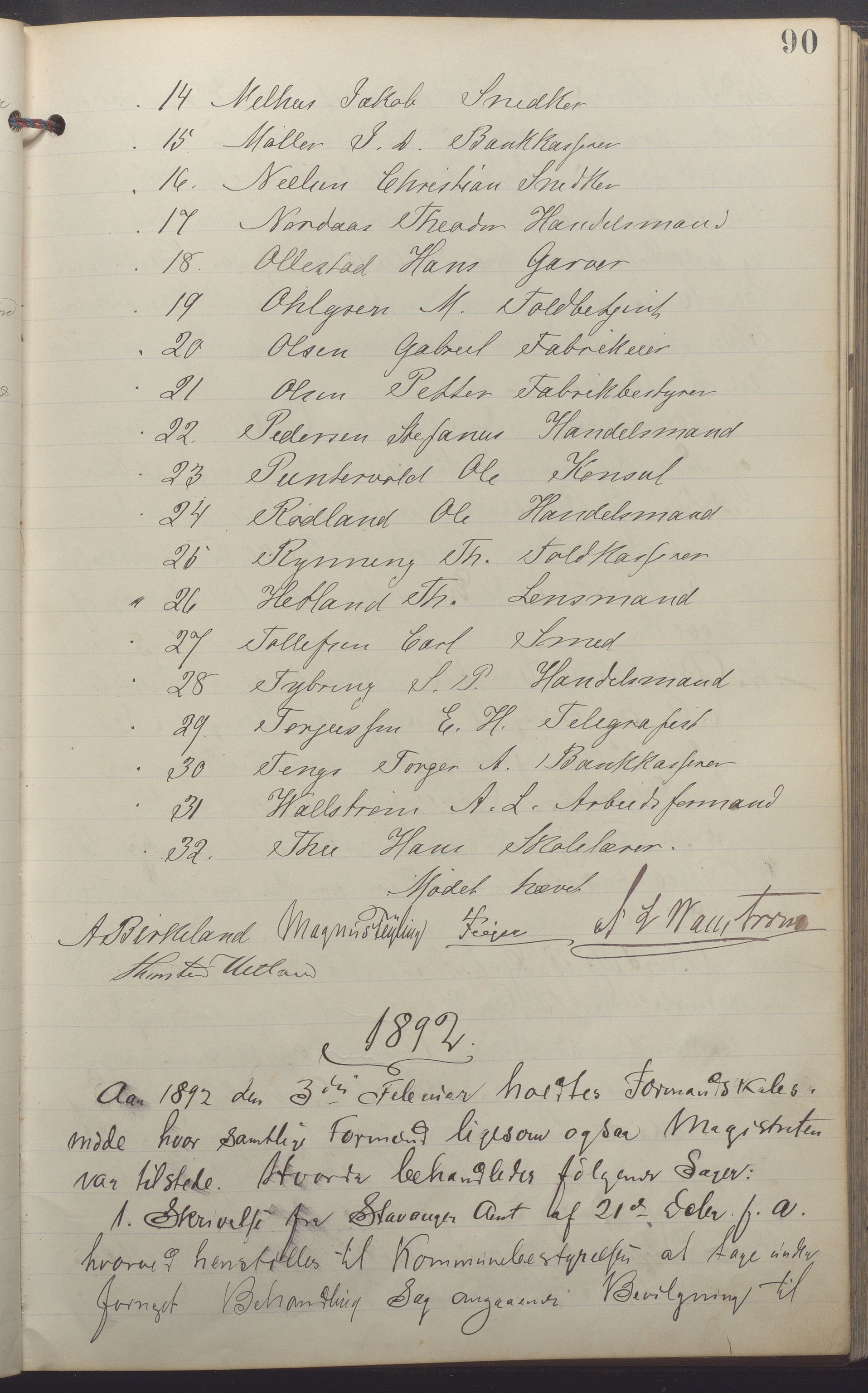 Egersund kommune (Ladested) - Formannskapet, IKAR/K-100502/A/L0005: Forhandlingsprotokoll, 1888-1897, s. 90a