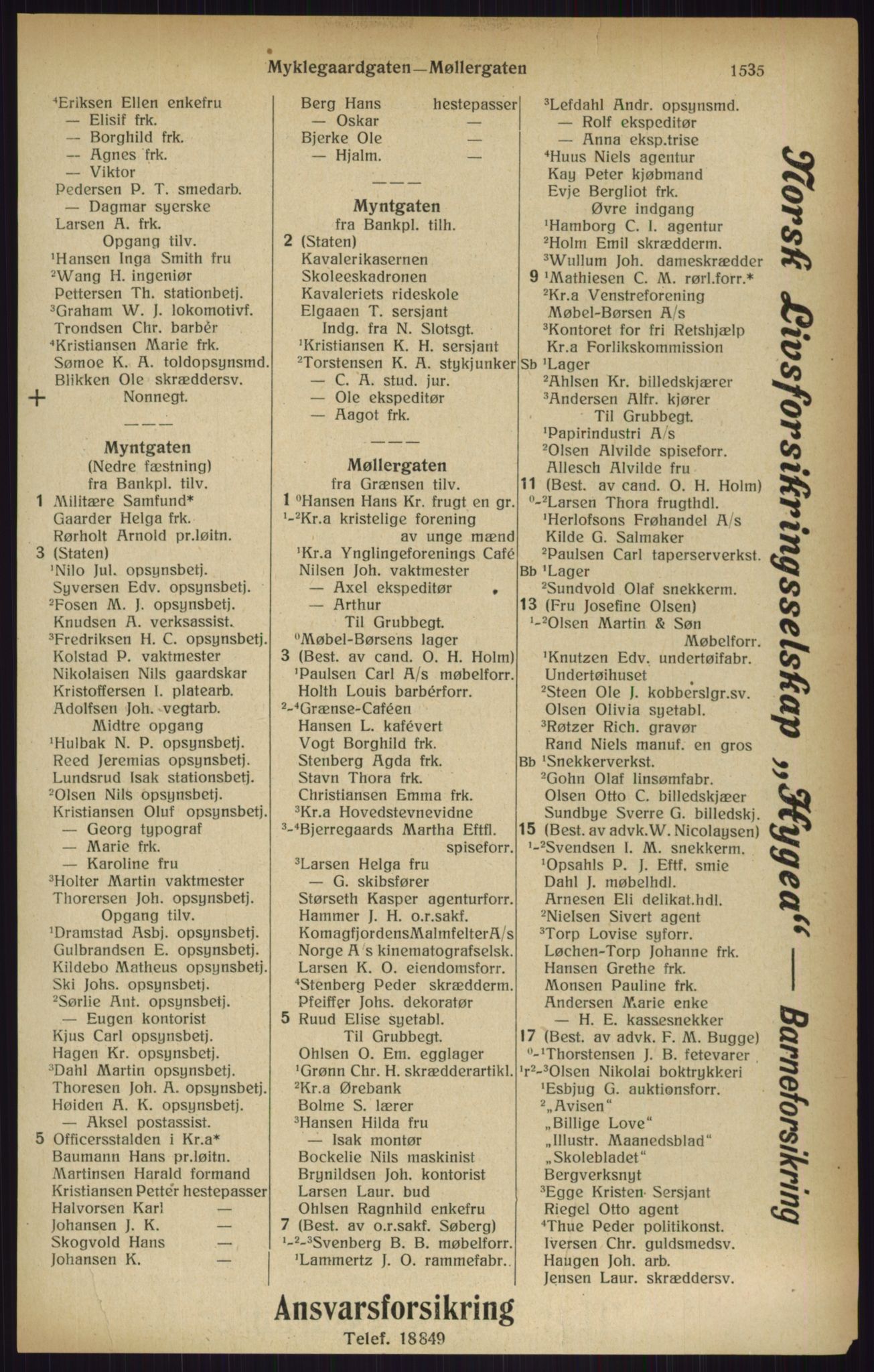 Kristiania/Oslo adressebok, PUBL/-, 1916, s. 1535