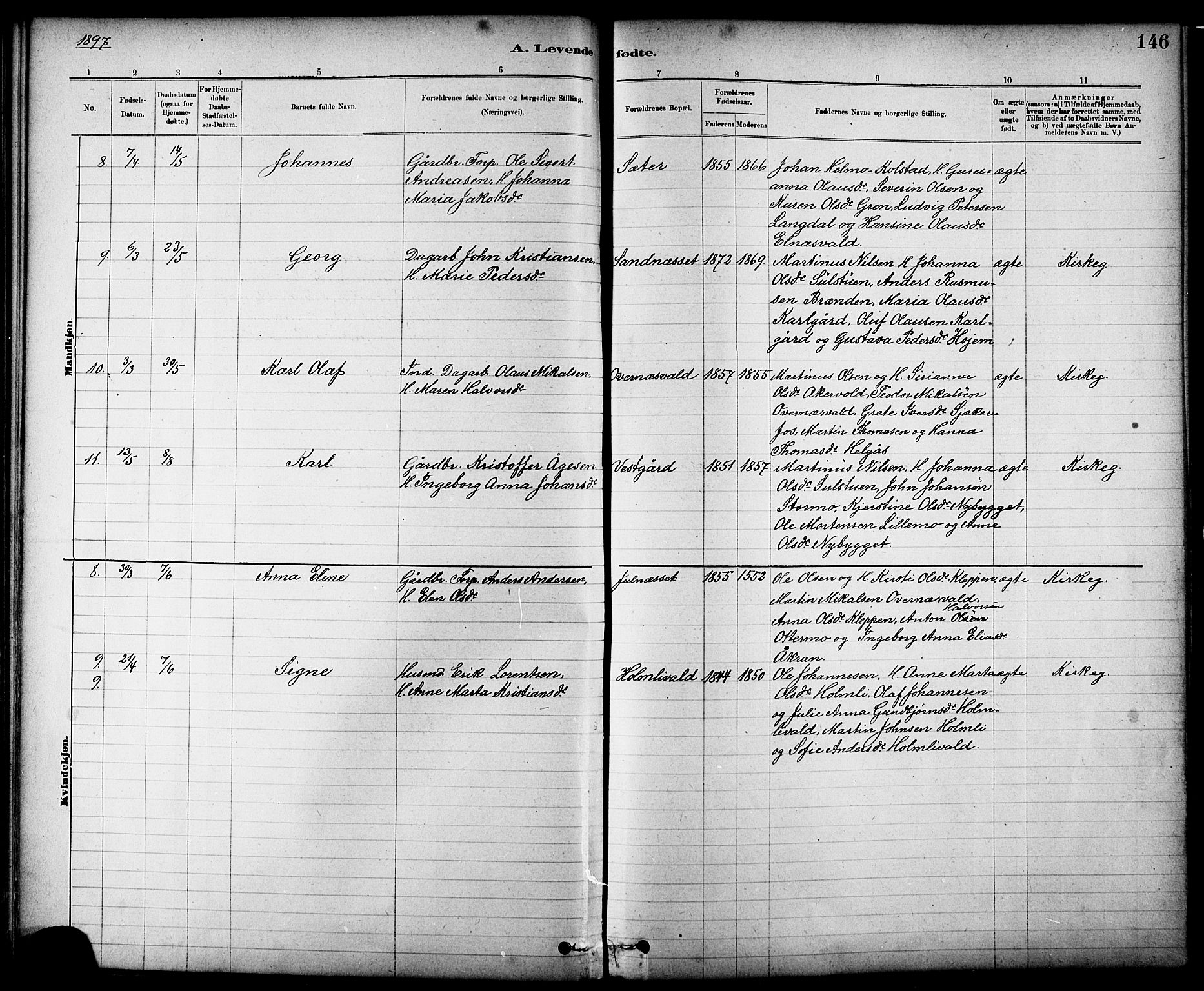 Ministerialprotokoller, klokkerbøker og fødselsregistre - Nord-Trøndelag, AV/SAT-A-1458/724/L0267: Klokkerbok nr. 724C03, 1879-1898, s. 146