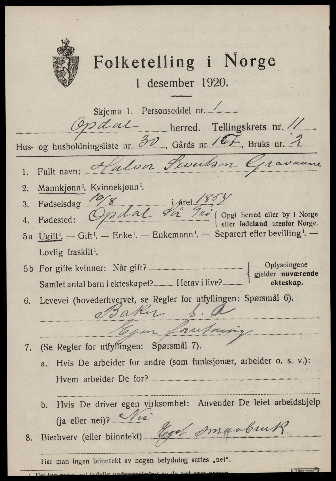 SAT, Folketelling 1920 for 1634 Oppdal herred, 1920, s. 9575