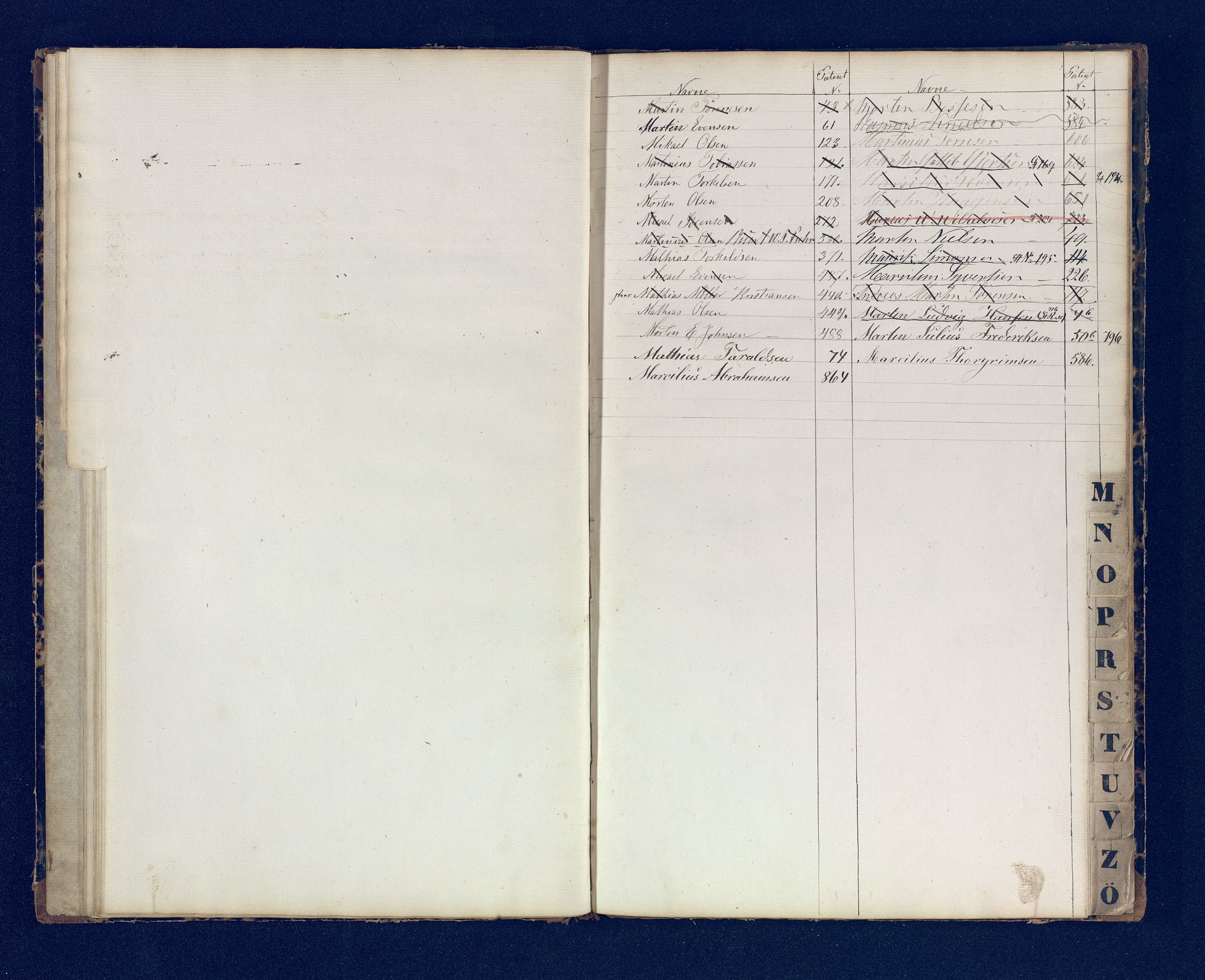Mandal mønstringskrets, AV/SAK-2031-0016/F/Fb/L0017/0001: Register til annontasjonsrulle og hovedrulle, Y-37 / Register til hovedrulle Y-19 (2 stykker), 1860-1866, s. 69