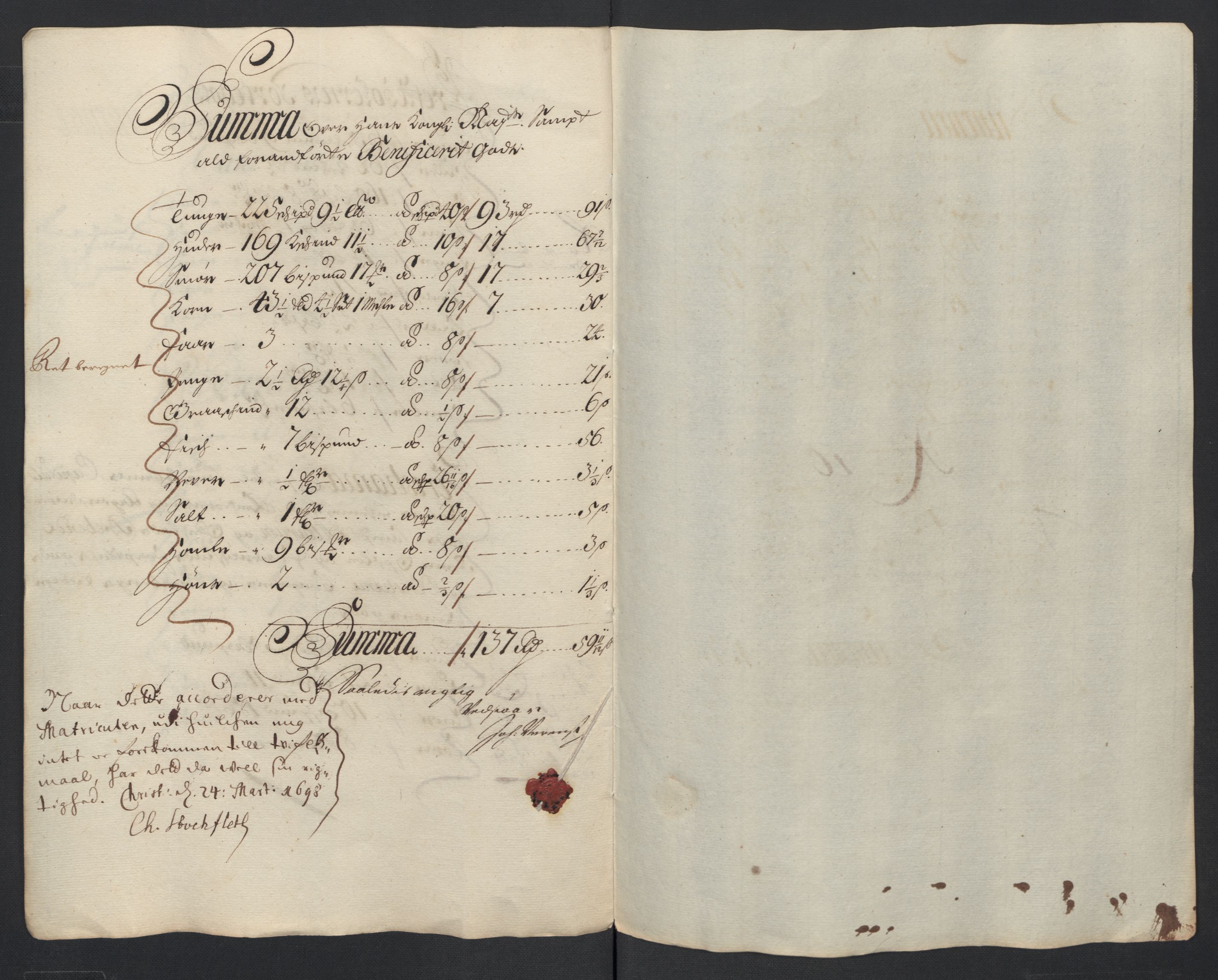 Rentekammeret inntil 1814, Reviderte regnskaper, Fogderegnskap, RA/EA-4092/R18/L1295: Fogderegnskap Hadeland, Toten og Valdres, 1697, s. 230