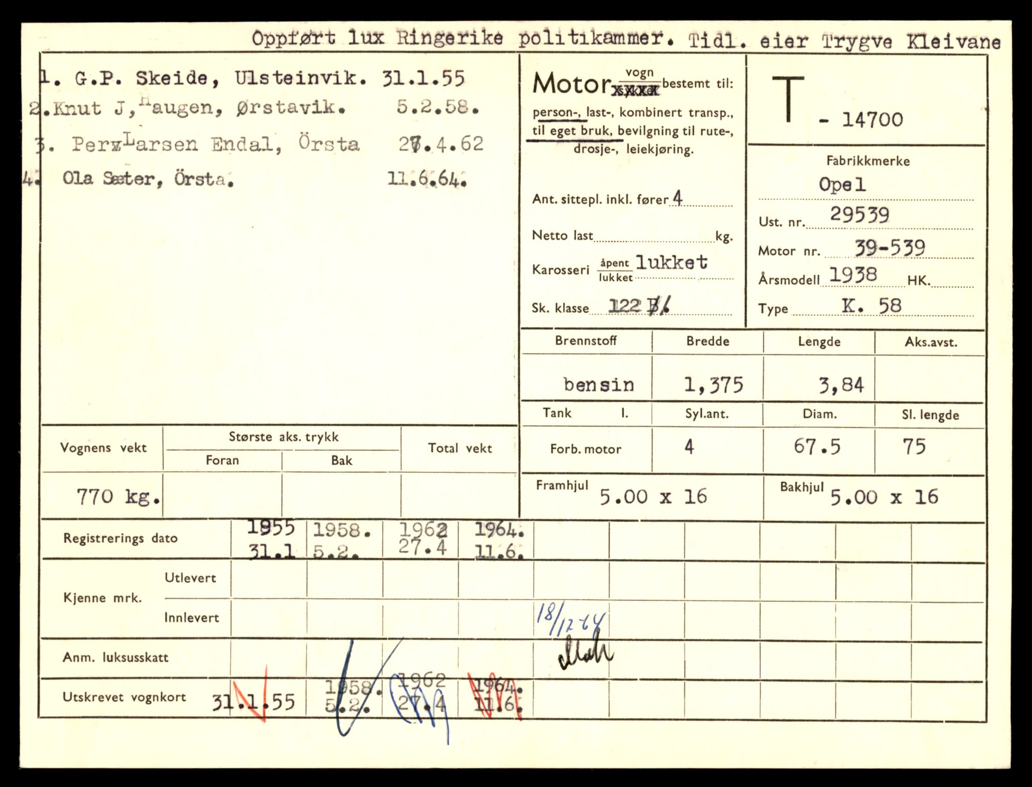 Møre og Romsdal vegkontor - Ålesund trafikkstasjon, AV/SAT-A-4099/F/Fe/L0047: Registreringskort for kjøretøy T 14580 - T 14720, 1927-1998, s. 2815