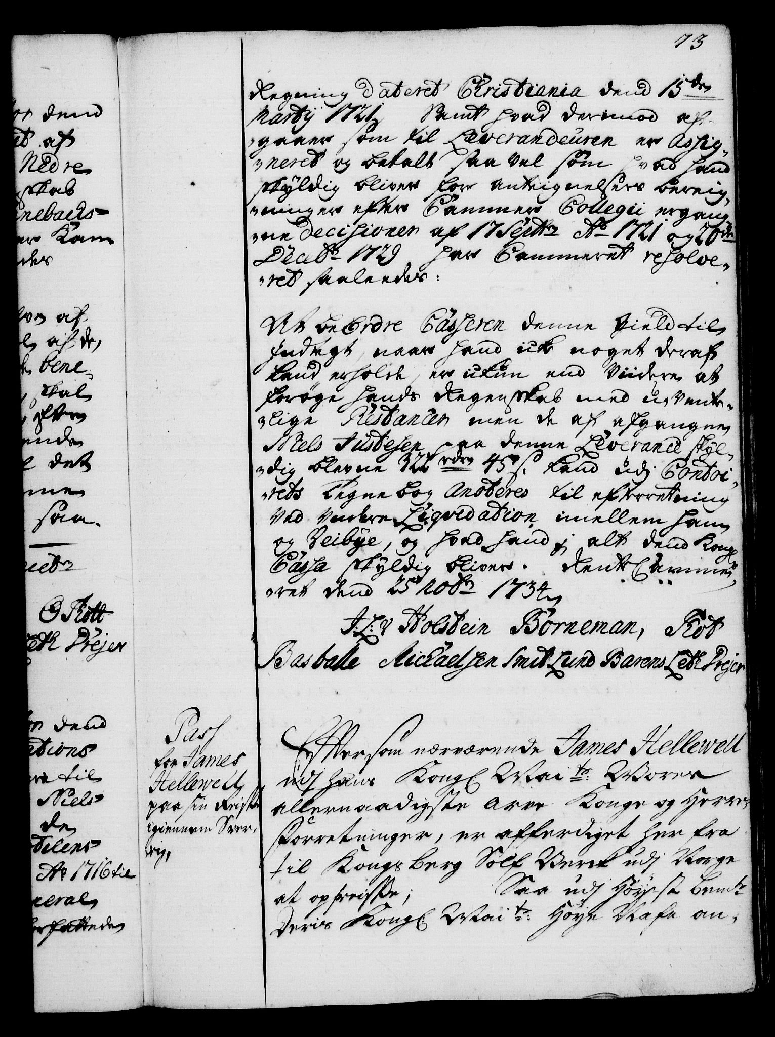 Rentekammeret, Kammerkanselliet, RA/EA-3111/G/Gg/Gga/L0004: Norsk ekspedisjonsprotokoll med register (merket RK 53.4), 1734-1741, s. 73