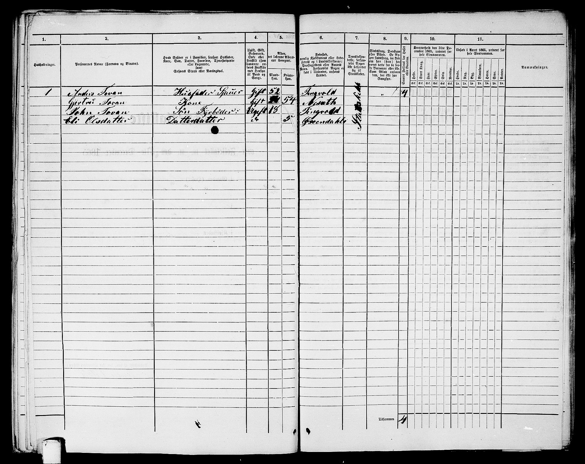 RA, Folketelling 1865 for 1503B Kristiansund prestegjeld, Kristiansund kjøpstad, 1865, s. 1050