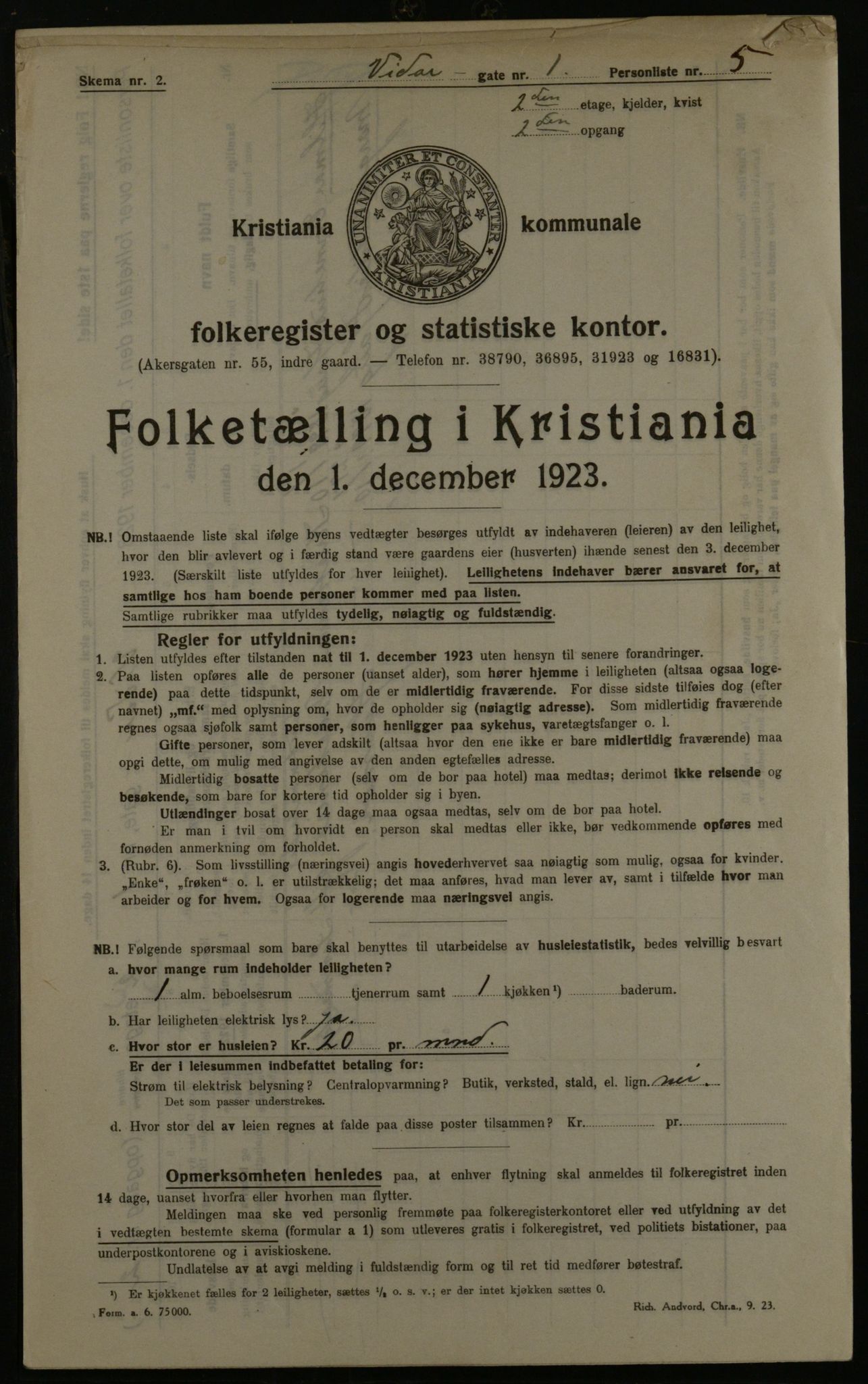 OBA, Kommunal folketelling 1.12.1923 for Kristiania, 1923, s. 136346