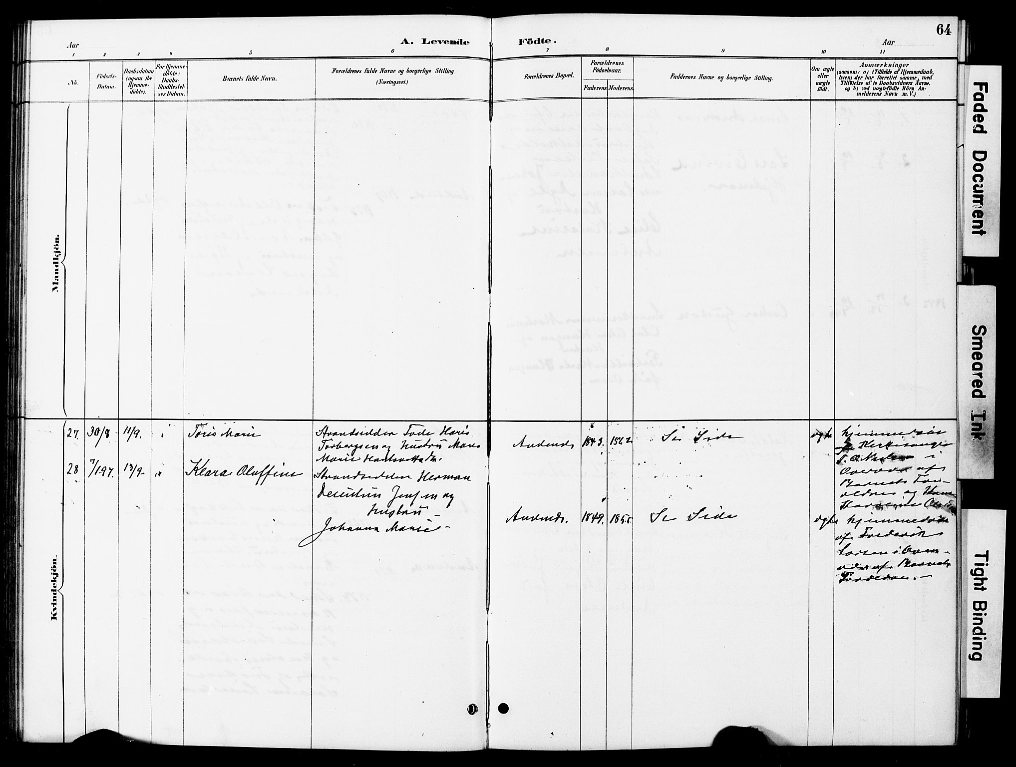 Ministerialprotokoller, klokkerbøker og fødselsregistre - Nordland, AV/SAT-A-1459/899/L1448: Klokkerbok nr. 899C03, 1887-1902, s. 64