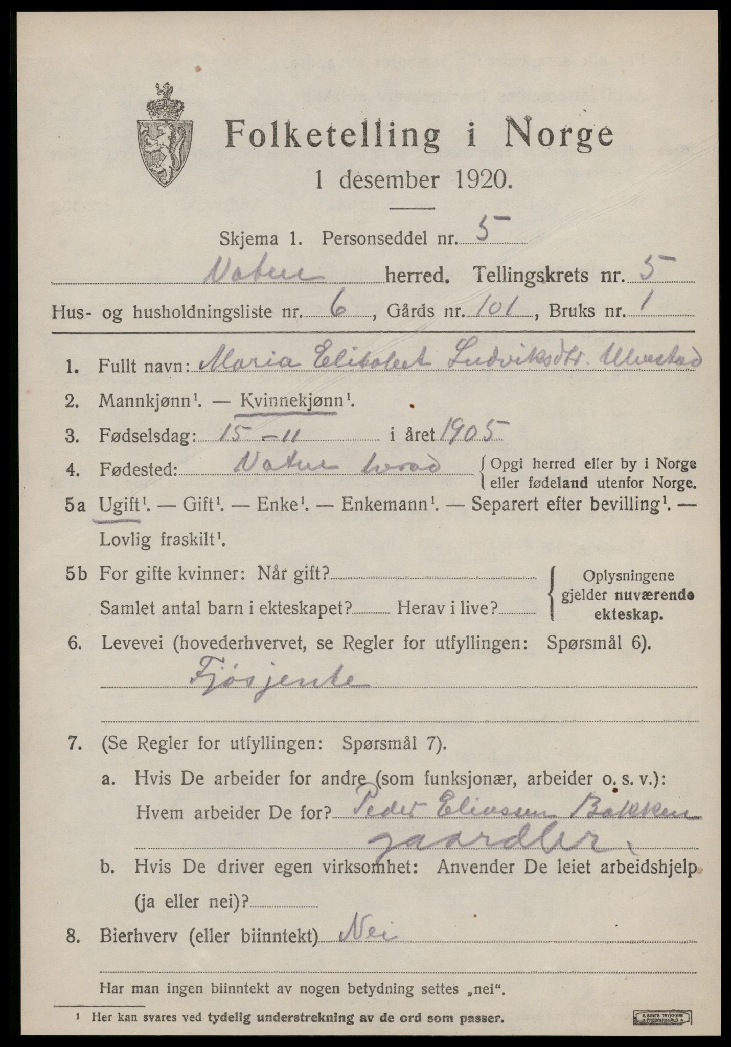 SAT, Folketelling 1920 for 1530 Vatne herred, 1920, s. 2234