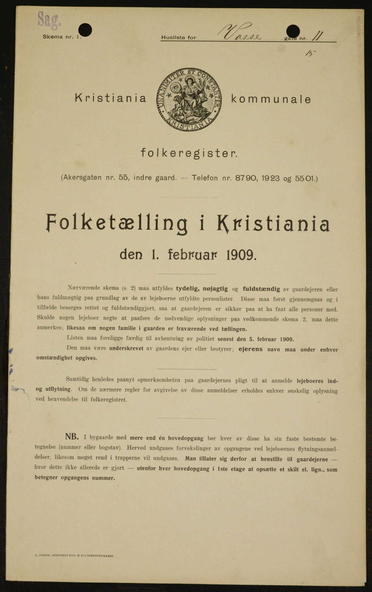 OBA, Kommunal folketelling 1.2.1909 for Kristiania kjøpstad, 1909, s. 113787
