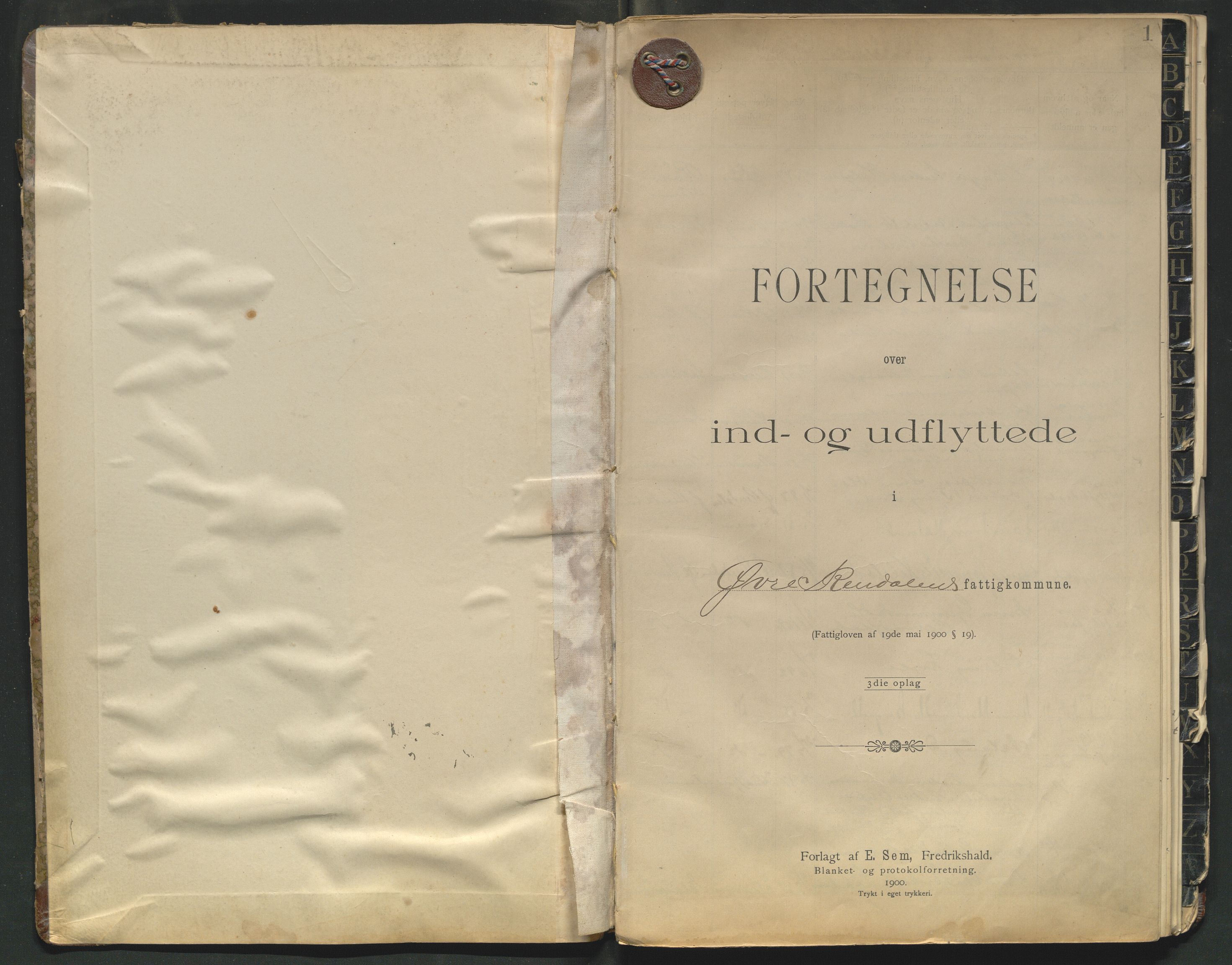 Rendal lensmannskontor, AV/SAH-LHR-030/L/La/Lab/L0001/0001: Protokoller over inn- og utflyttede / Protokoll over inn- og utflyttede, 1901-1936