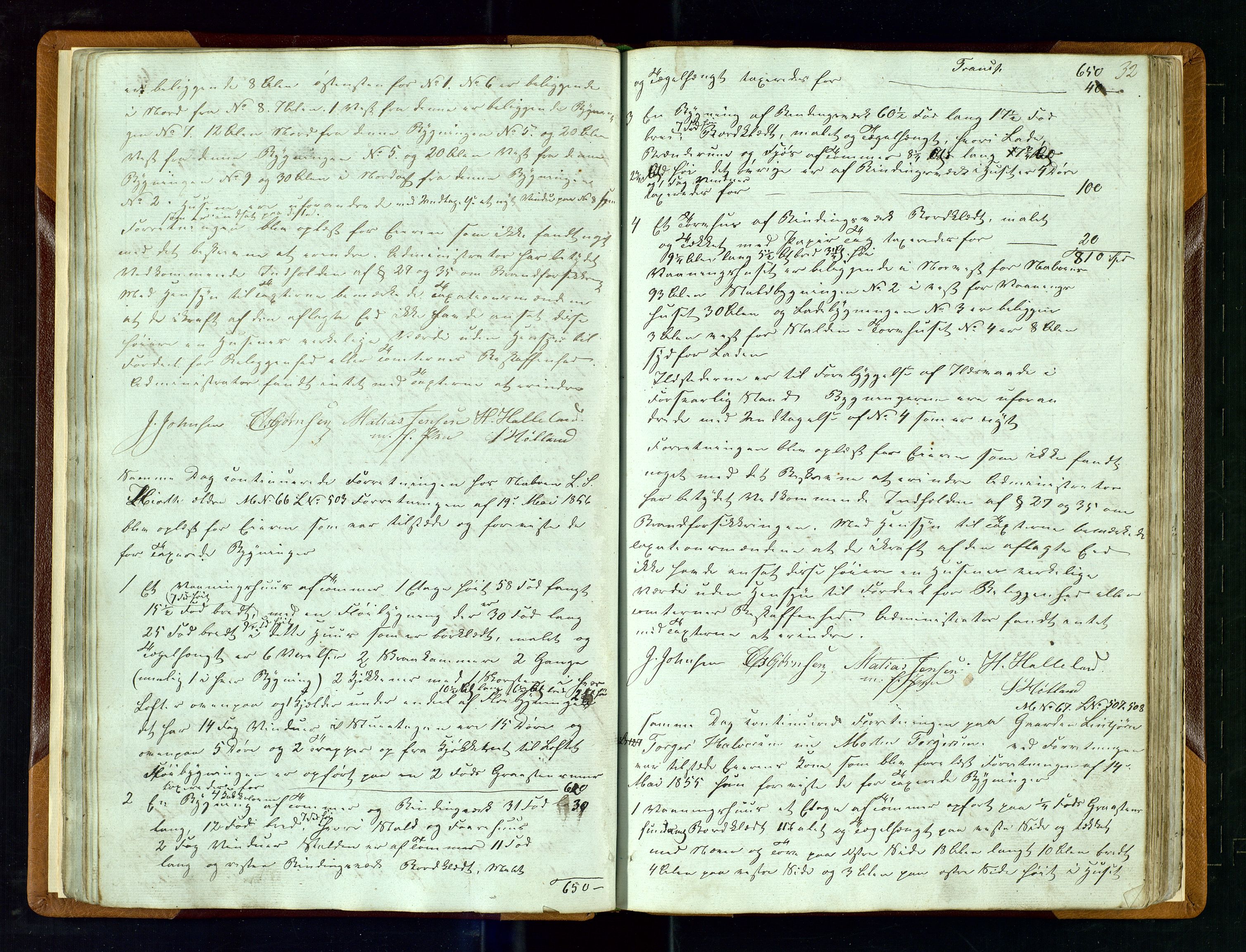 Hå lensmannskontor, AV/SAST-A-100456/Goa/L0001: Takstprotokoll-Valle skipreie, 1846-1883, s. 31b-32a