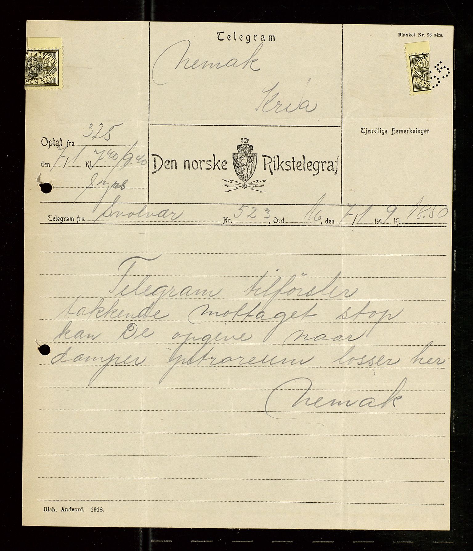 Pa 1521 - A/S Norske Shell, SAST/A-101915/E/Ea/Eaa/L0007: Sjefskorrespondanse, 1919, s. 547