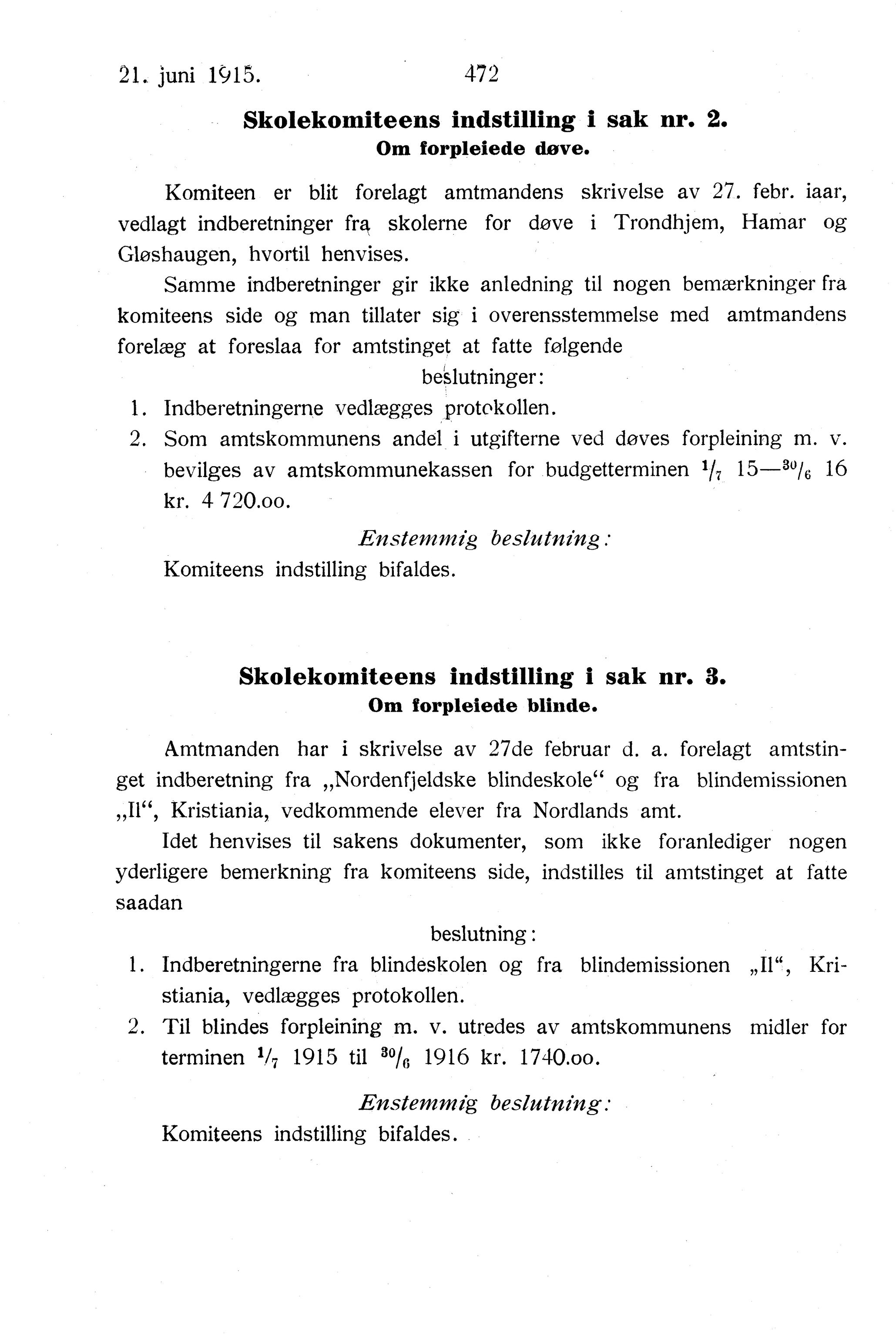 Nordland Fylkeskommune. Fylkestinget, AIN/NFK-17/176/A/Ac/L0038: Fylkestingsforhandlinger 1915, 1915