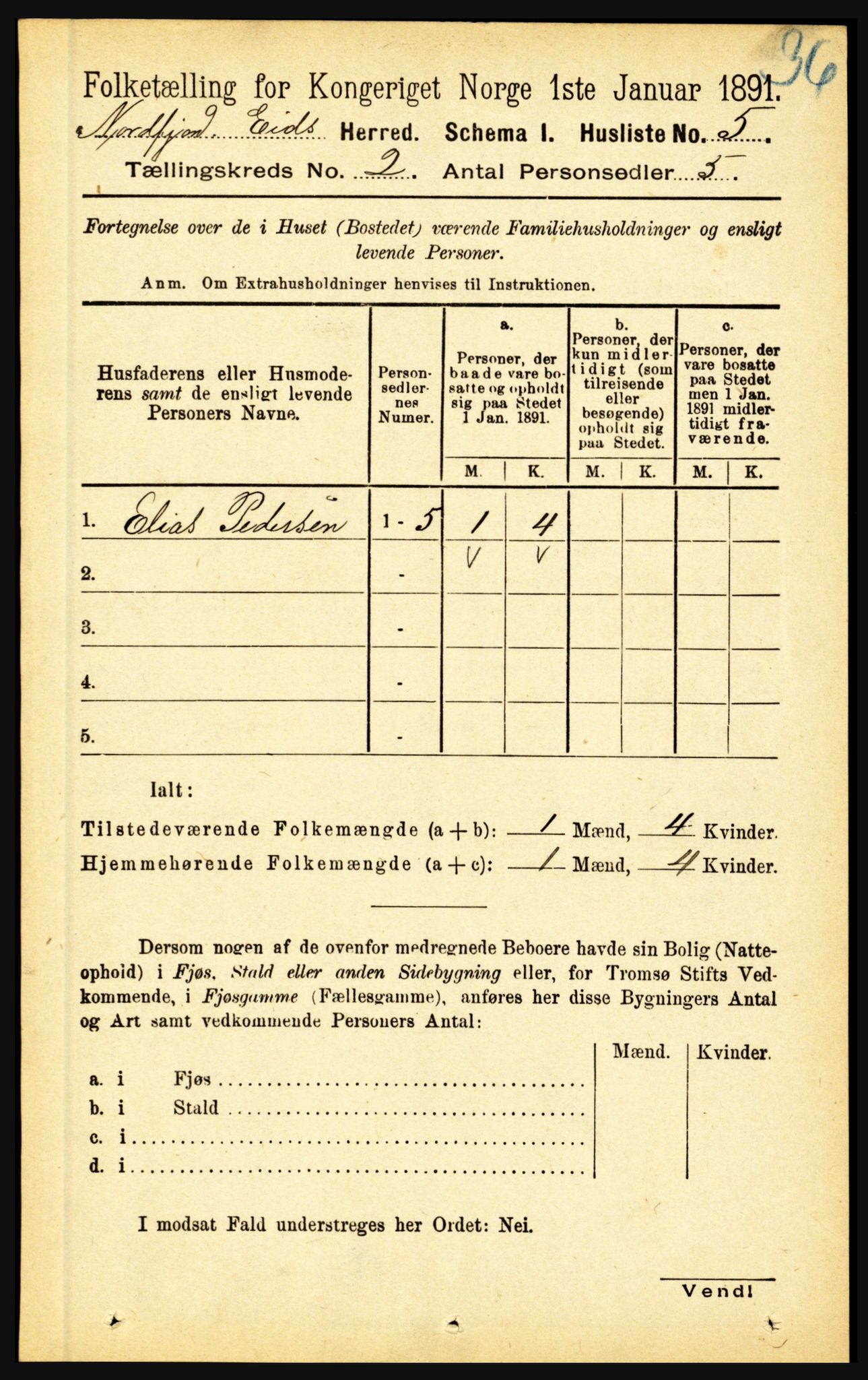 RA, Folketelling 1891 for 1443 Eid herred, 1891, s. 283