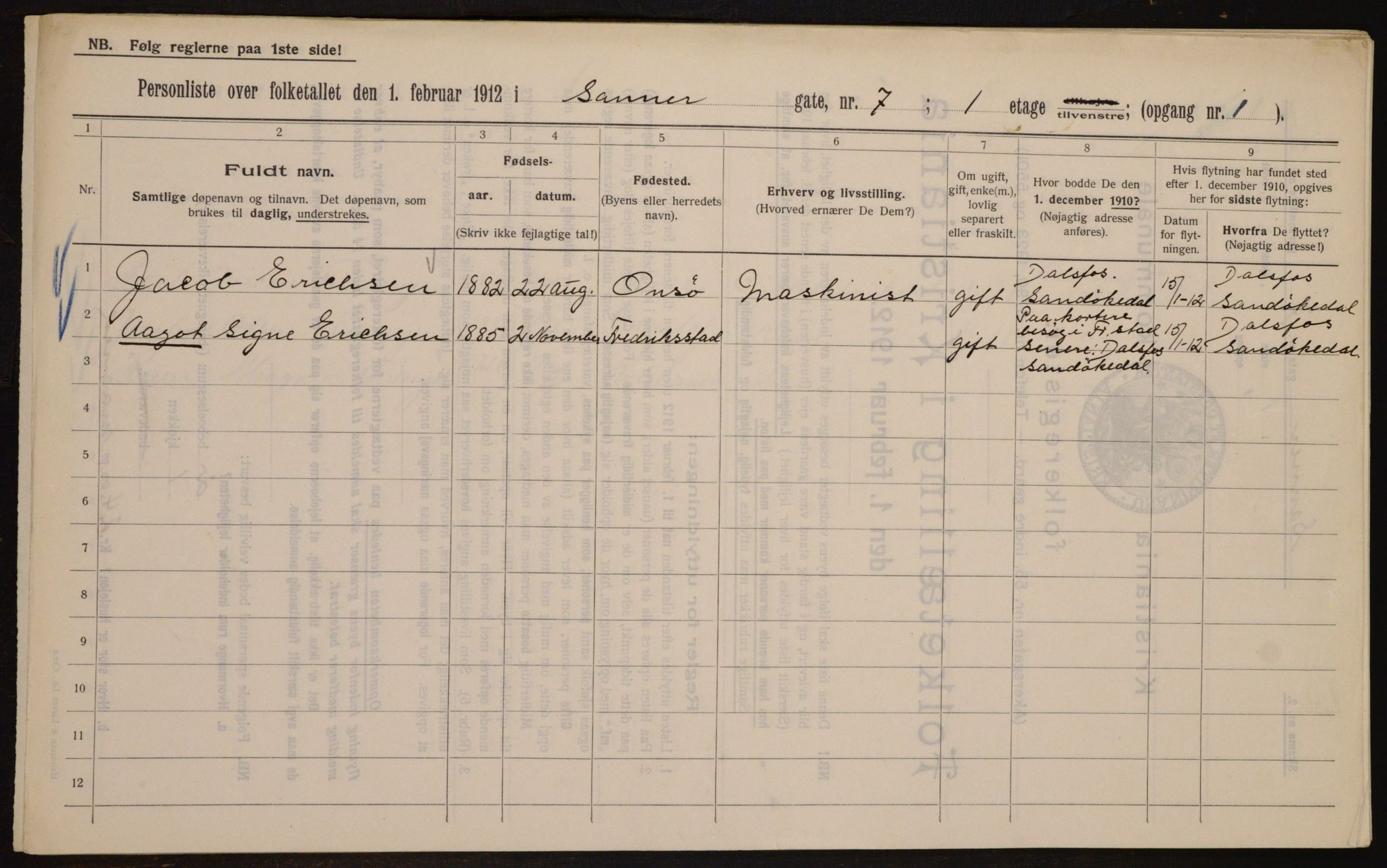 OBA, Kommunal folketelling 1.2.1912 for Kristiania, 1912, s. 88718