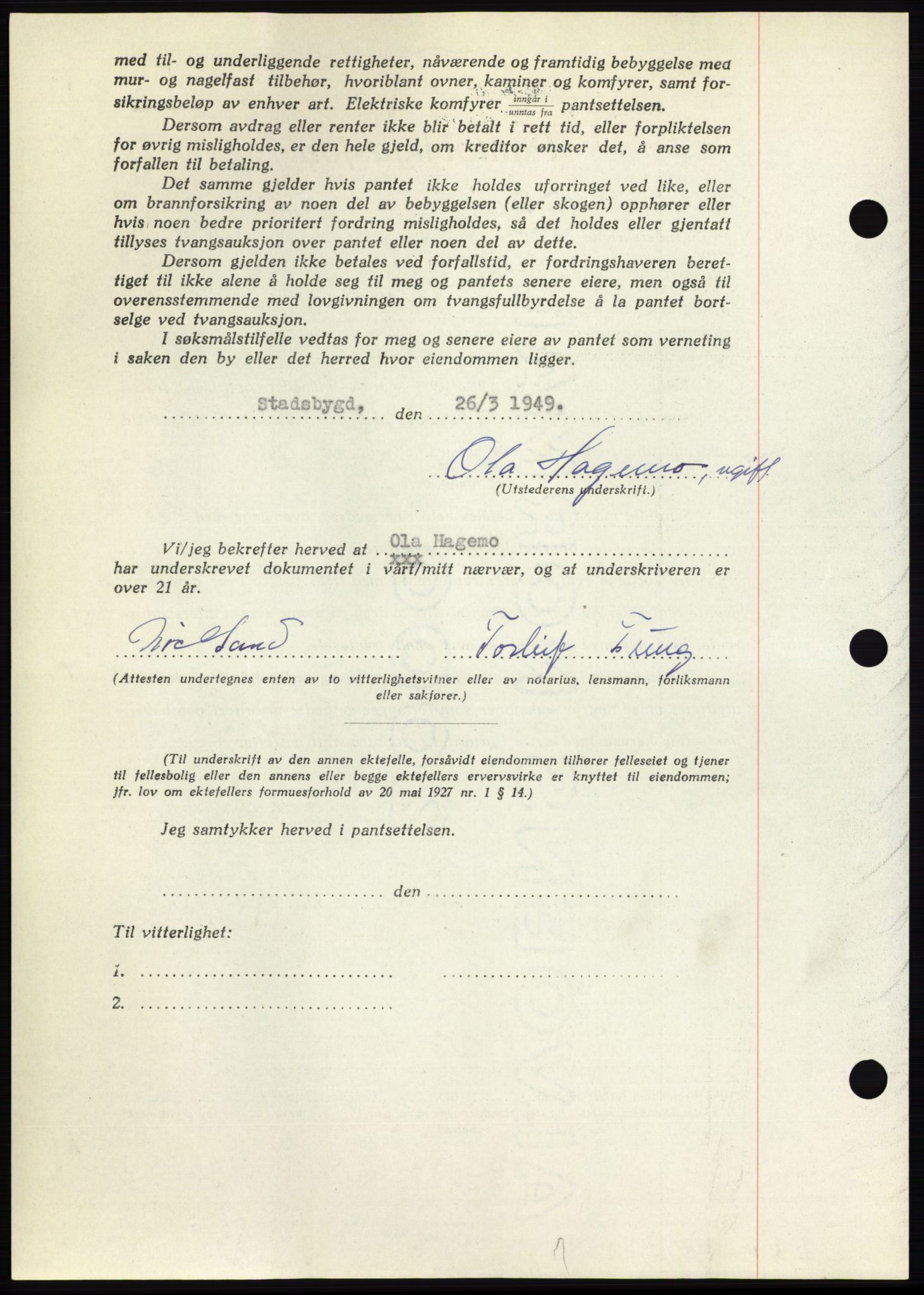 Fosen sorenskriveri, AV/SAT-A-1107/1/2/2C: Pantebok nr. B, 1948-1950, Dagboknr: 512/1949