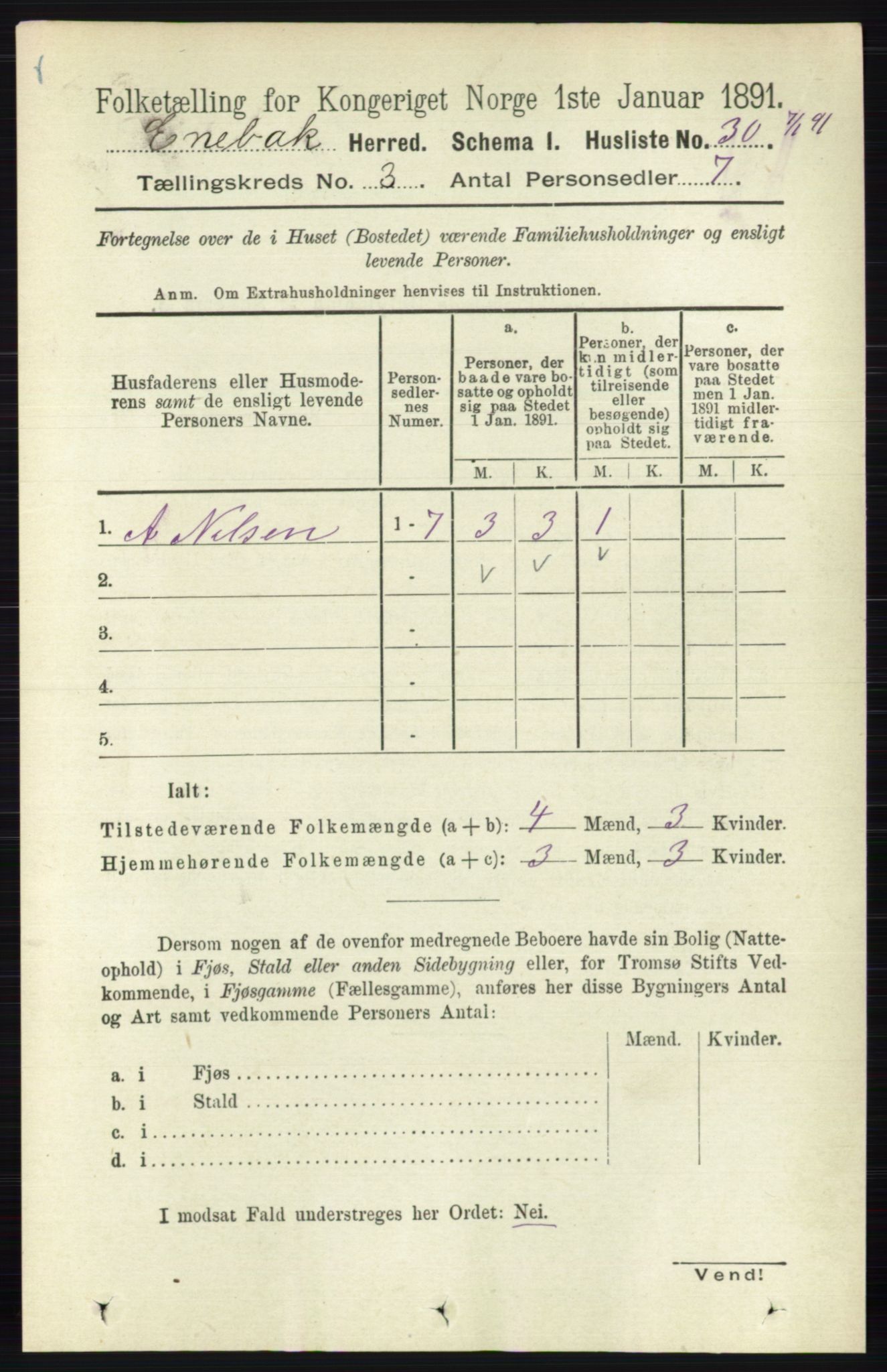 RA, Folketelling 1891 for 0229 Enebakk herred, 1891, s. 1101