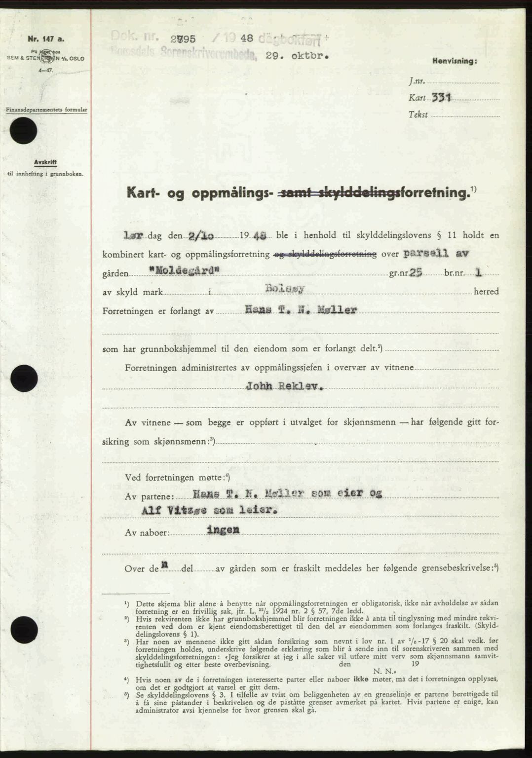 Romsdal sorenskriveri, SAT/A-4149/1/2/2C: Pantebok nr. A27, 1948-1948, Dagboknr: 2795/1948