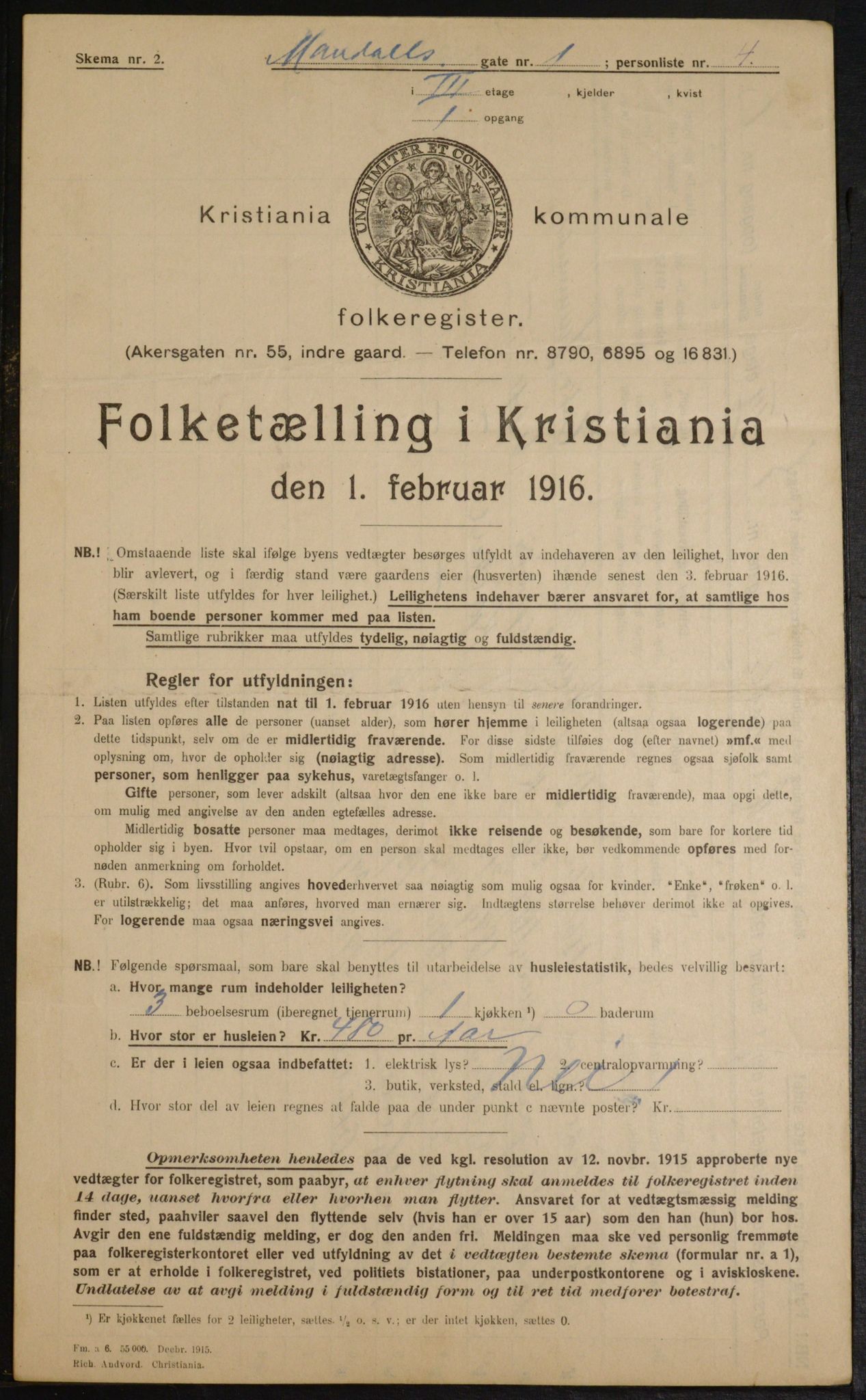 OBA, Kommunal folketelling 1.2.1916 for Kristiania, 1916, s. 61478