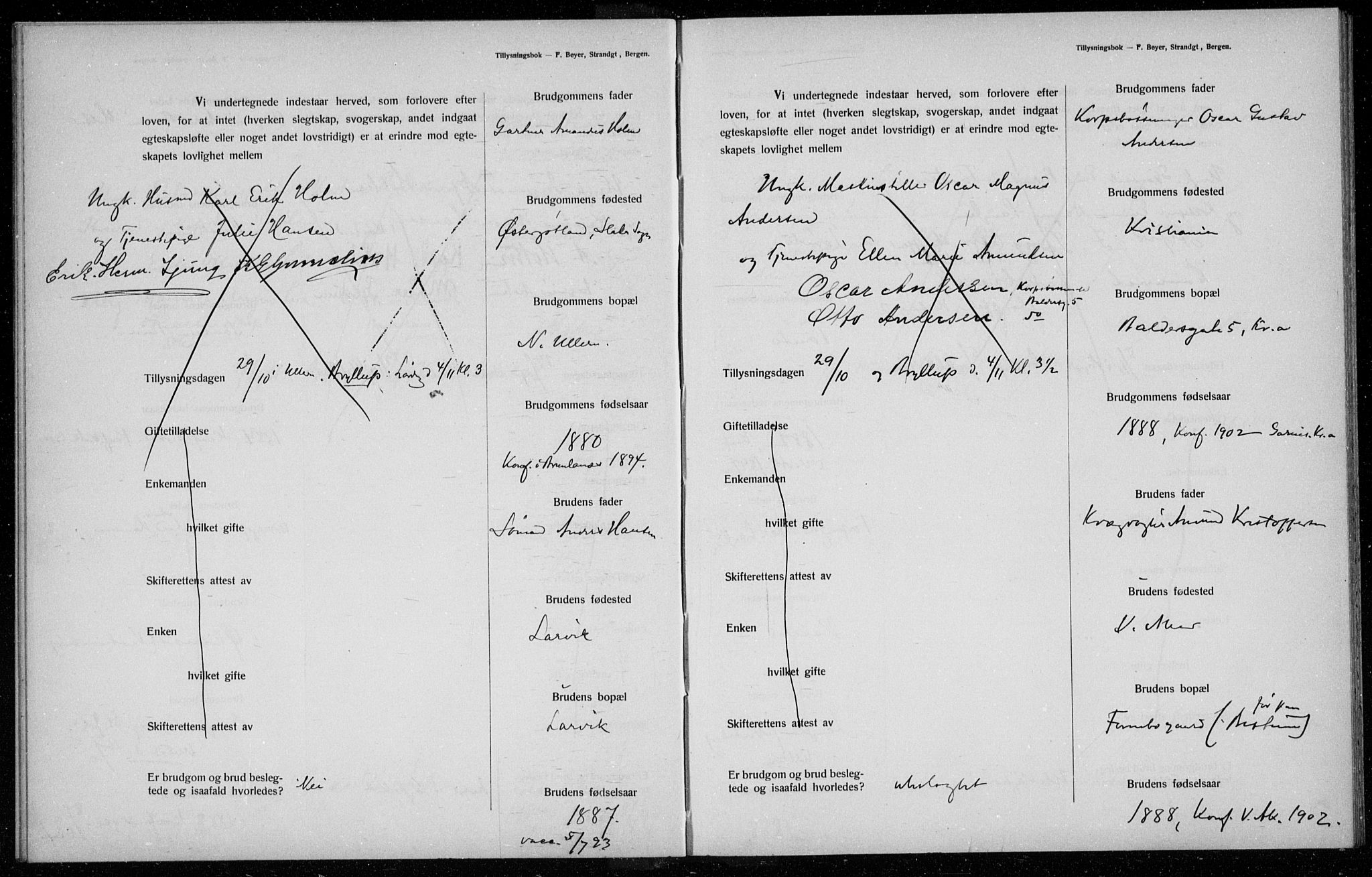 Ullern prestekontor Kirkebøker, AV/SAO-A-10740/H/L0001: Lysningsprotokoll nr. 1, 1911-1916