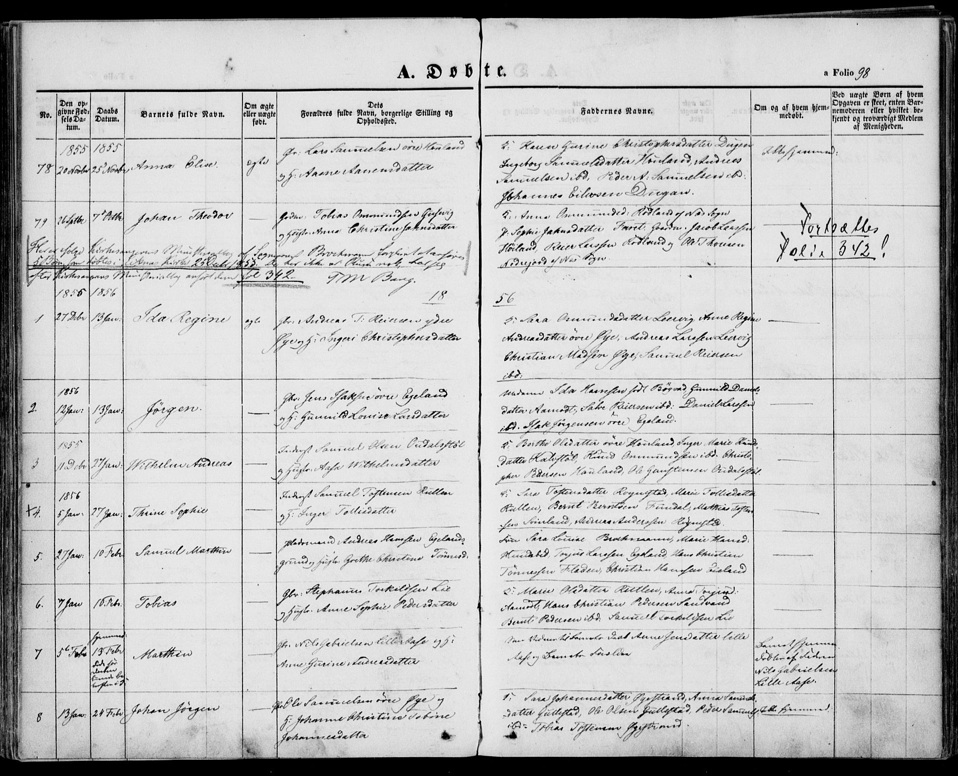Kvinesdal sokneprestkontor, AV/SAK-1111-0026/F/Fa/Fab/L0005: Ministerialbok nr. A 5, 1844-1857, s. 98