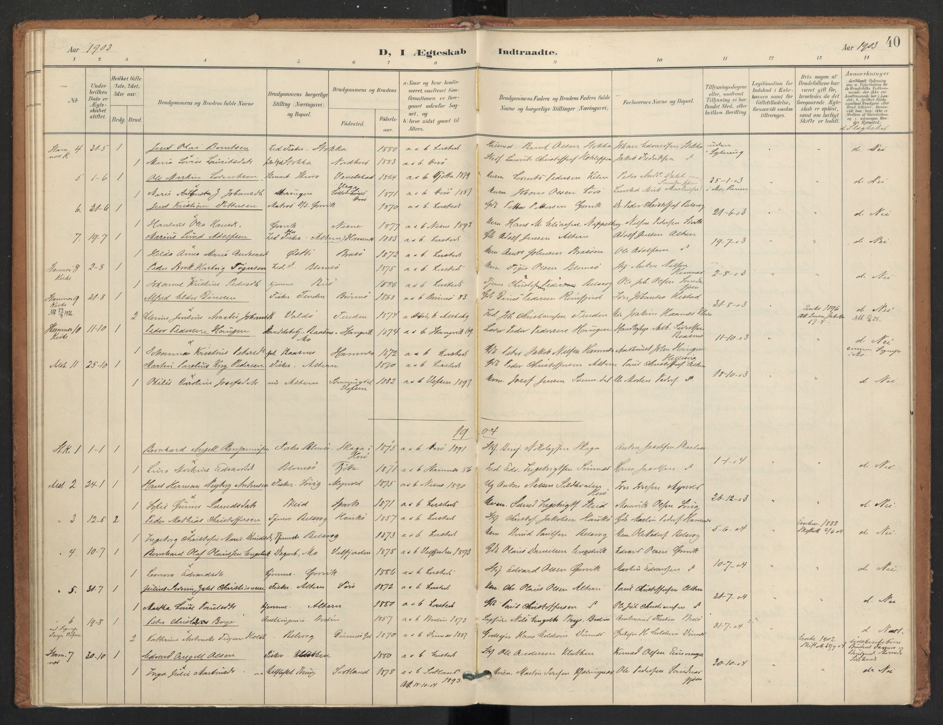 Ministerialprotokoller, klokkerbøker og fødselsregistre - Nordland, SAT/A-1459/830/L0454: Ministerialbok nr. 830A18, 1897-1913, s. 40