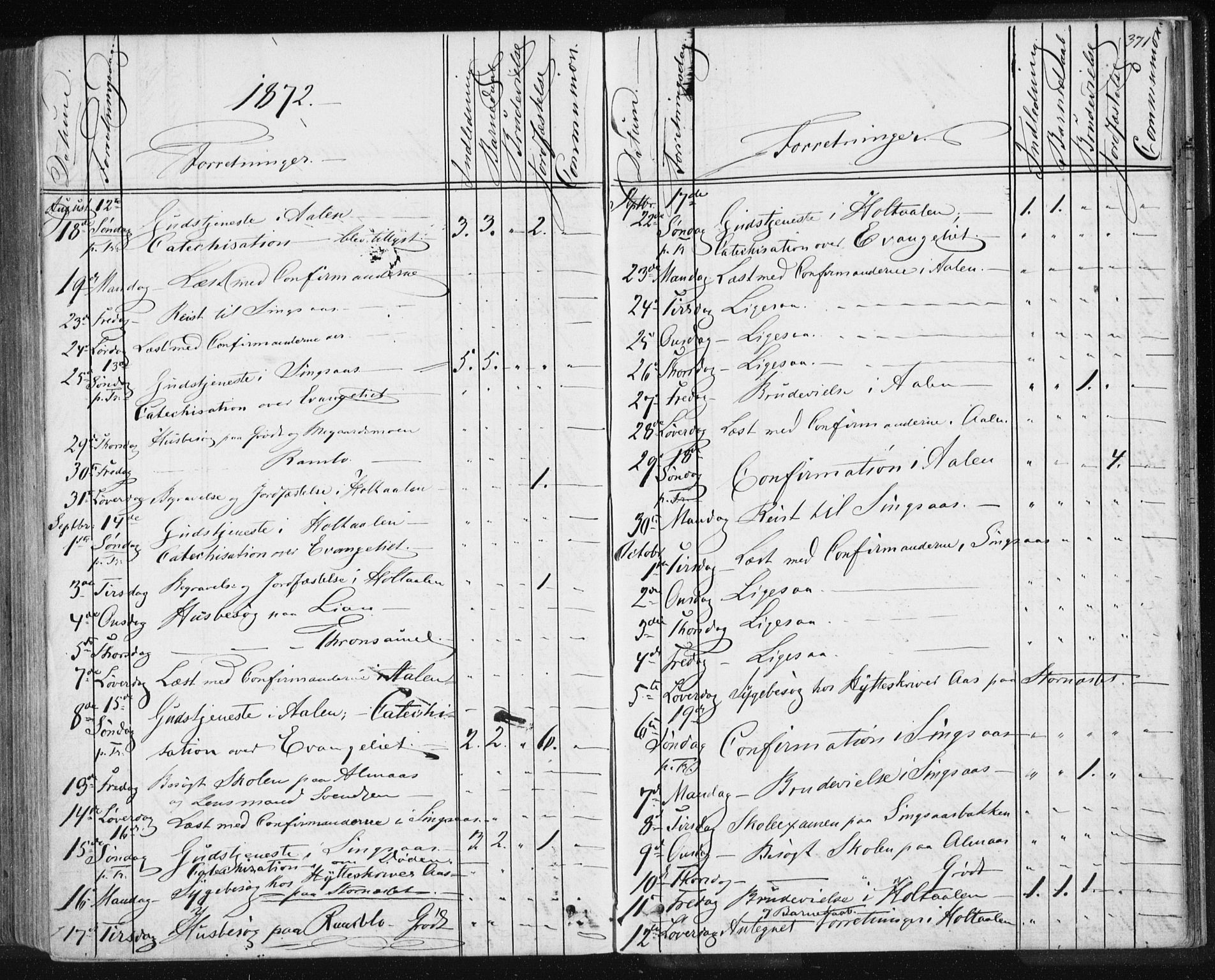 Ministerialprotokoller, klokkerbøker og fødselsregistre - Sør-Trøndelag, SAT/A-1456/685/L0969: Ministerialbok nr. 685A08 /1, 1870-1878, s. 371