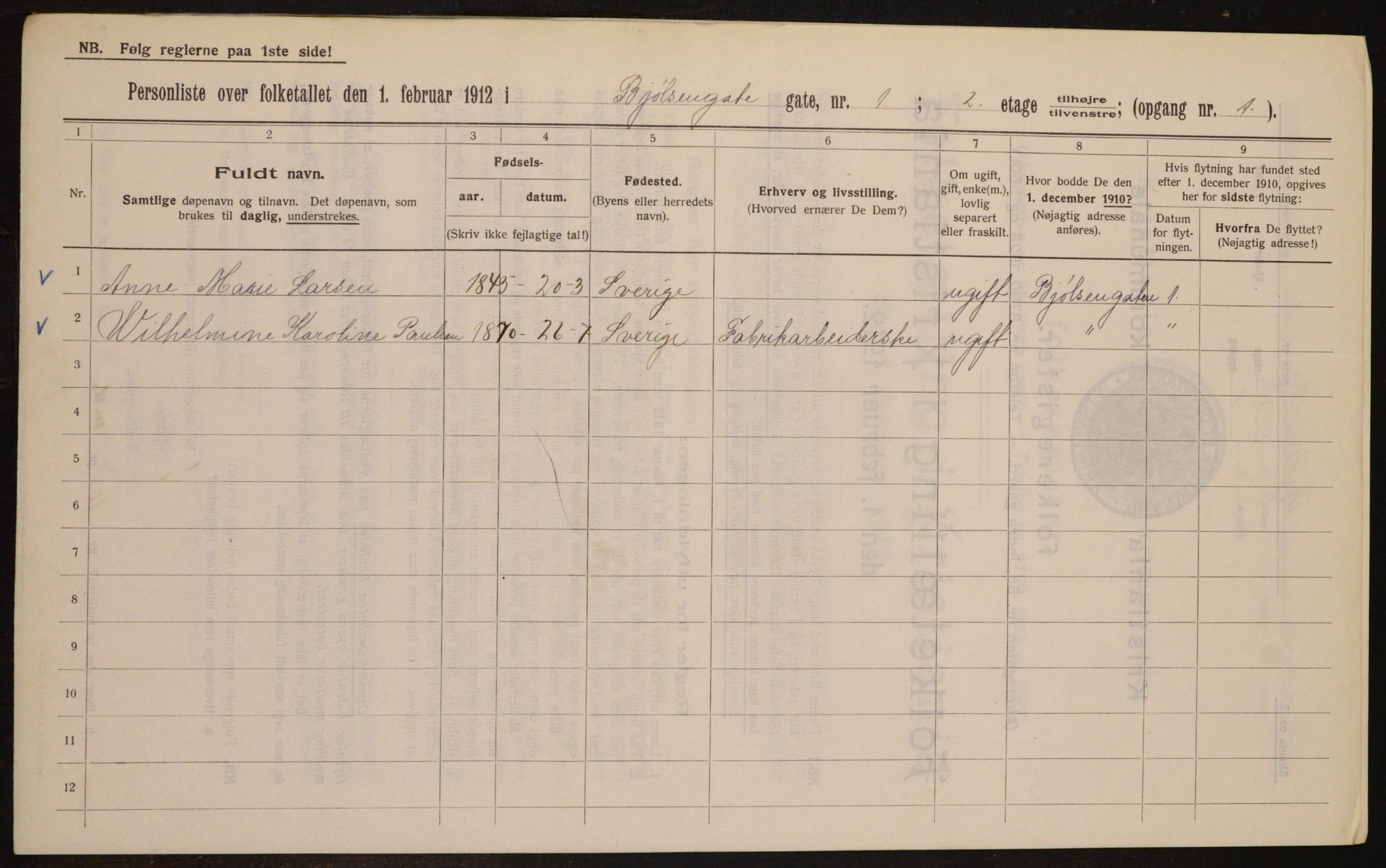 OBA, Kommunal folketelling 1.2.1912 for Kristiania, 1912, s. 6293