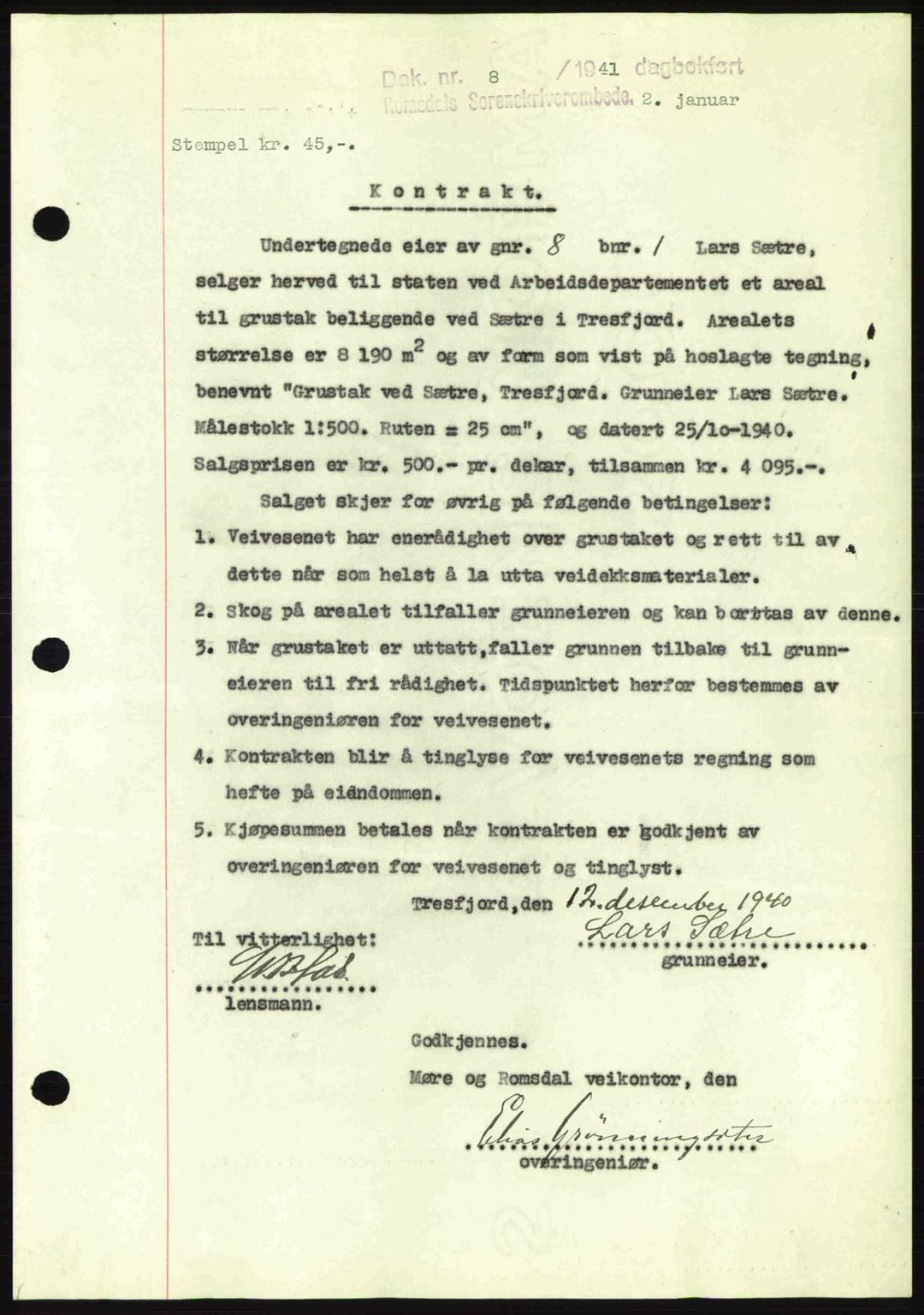 Romsdal sorenskriveri, SAT/A-4149/1/2/2C: Pantebok nr. A9, 1940-1941, Dagboknr: 8/1941