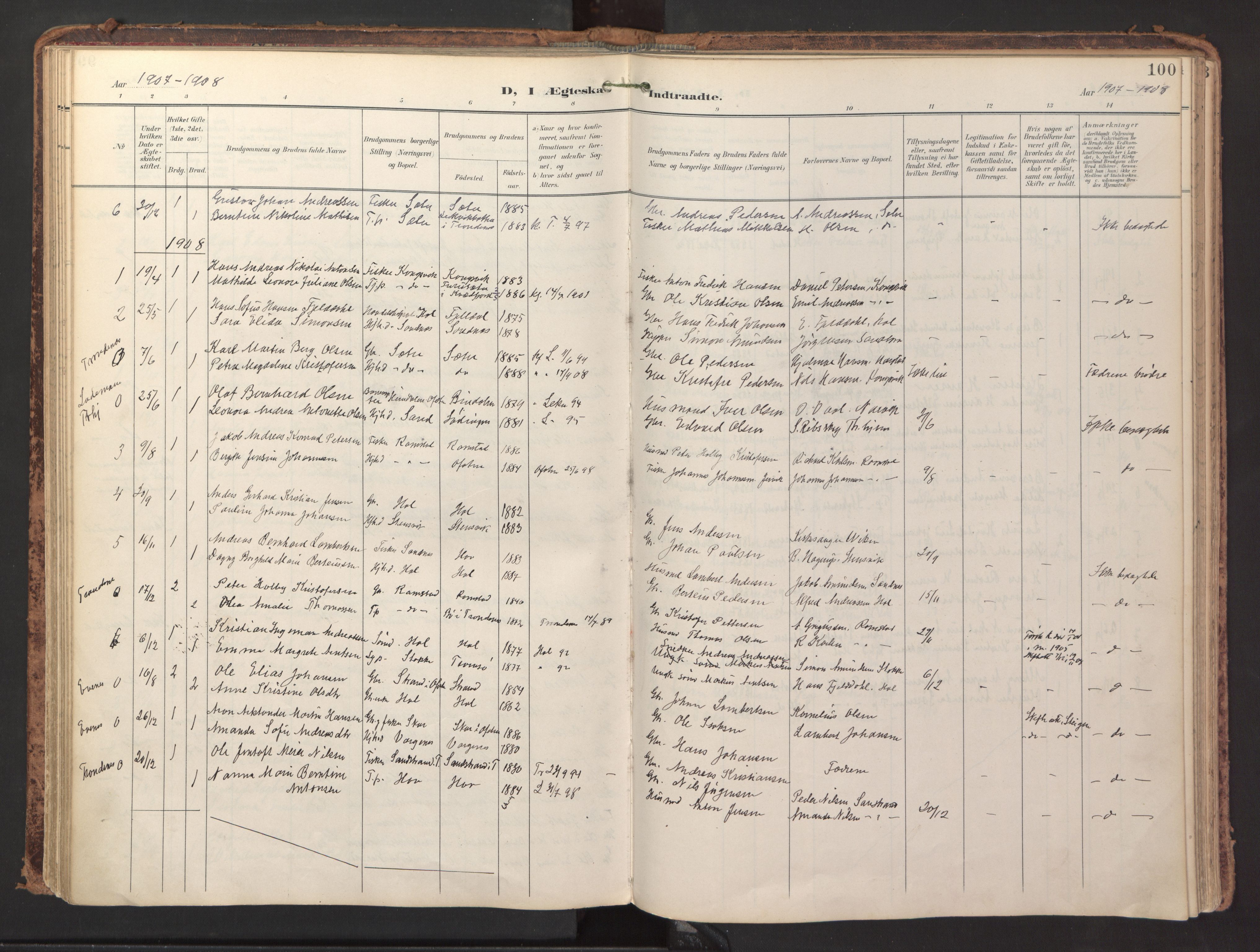 Ministerialprotokoller, klokkerbøker og fødselsregistre - Nordland, AV/SAT-A-1459/865/L0926: Ministerialbok nr. 865A04, 1897-1912, s. 100