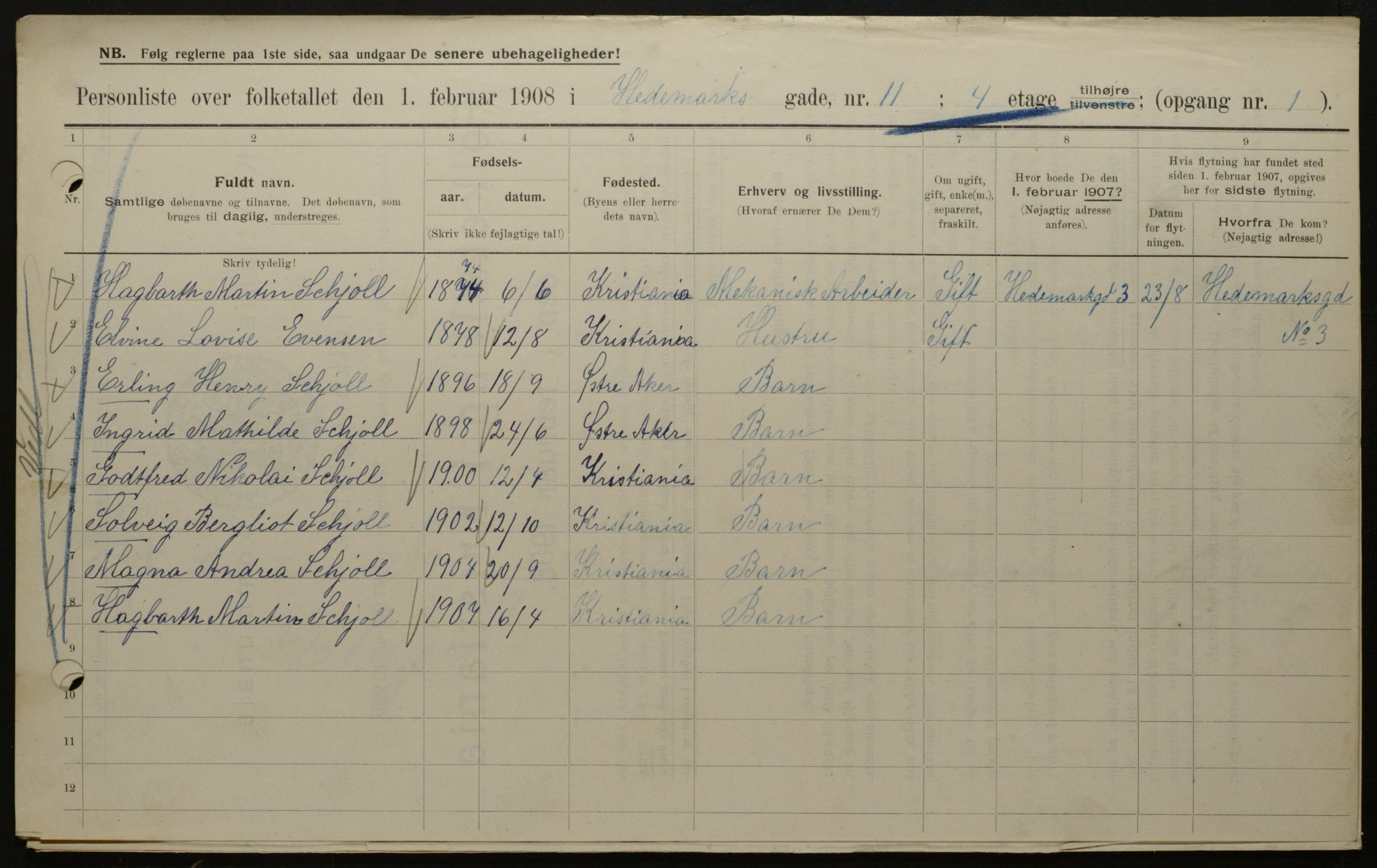 OBA, Kommunal folketelling 1.2.1908 for Kristiania kjøpstad, 1908, s. 32348