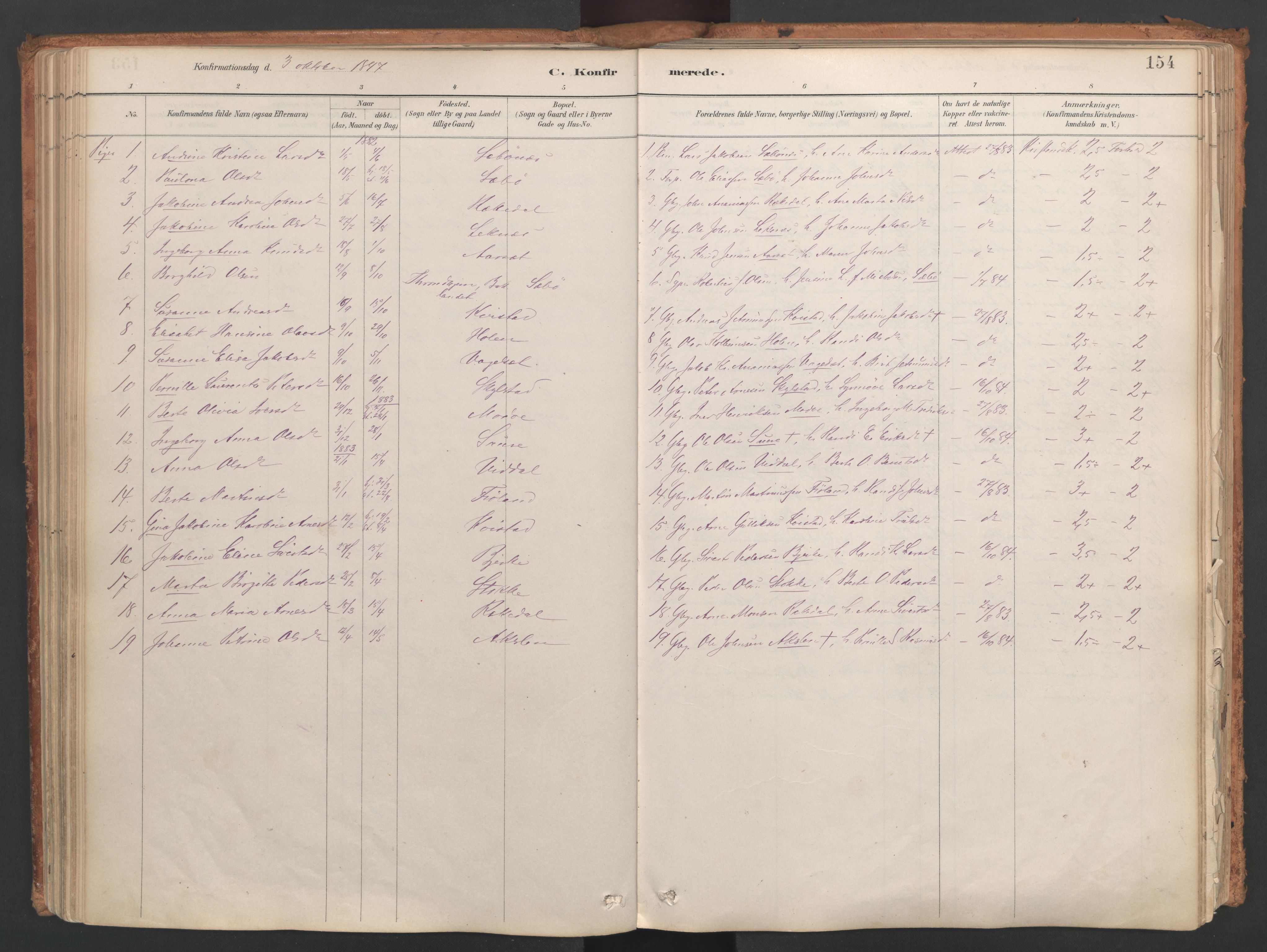 Ministerialprotokoller, klokkerbøker og fødselsregistre - Møre og Romsdal, AV/SAT-A-1454/515/L0211: Ministerialbok nr. 515A07, 1886-1910, s. 154