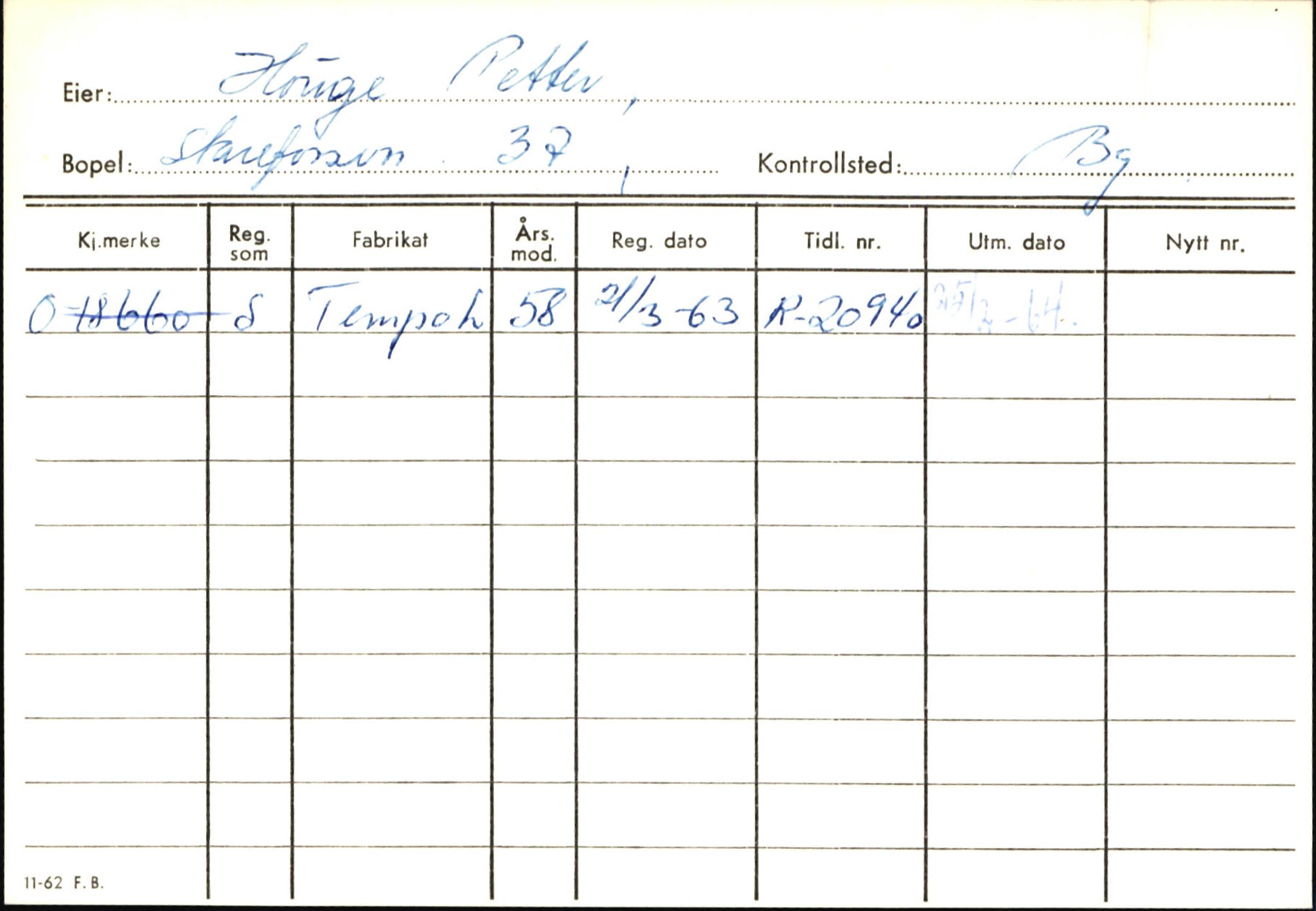 Statens vegvesen, Hordaland vegkontor, AV/SAB-A-5201/2/Hb/L0015: O-eierkort H-I, 1920-1971, s. 89