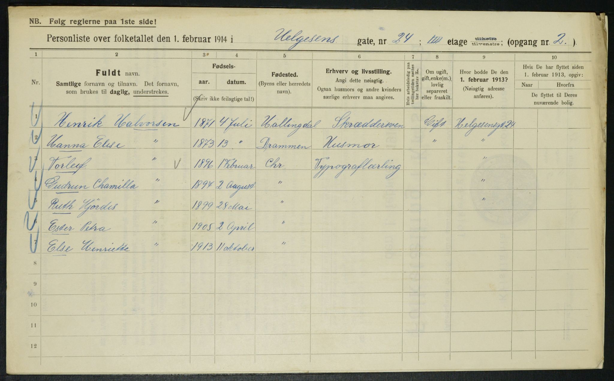 OBA, Kommunal folketelling 1.2.1914 for Kristiania, 1914, s. 38520