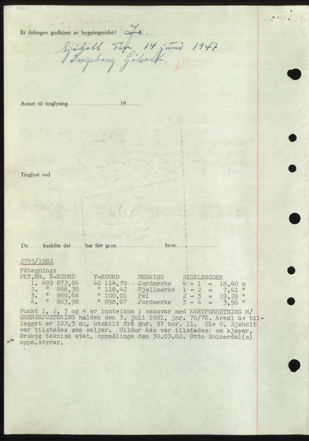 Nordre Sunnmøre sorenskriveri, AV/SAT-A-0006/1/2/2C/2Ca: Pantebok nr. A24, 1947-1947, Dagboknr: 1074/1947