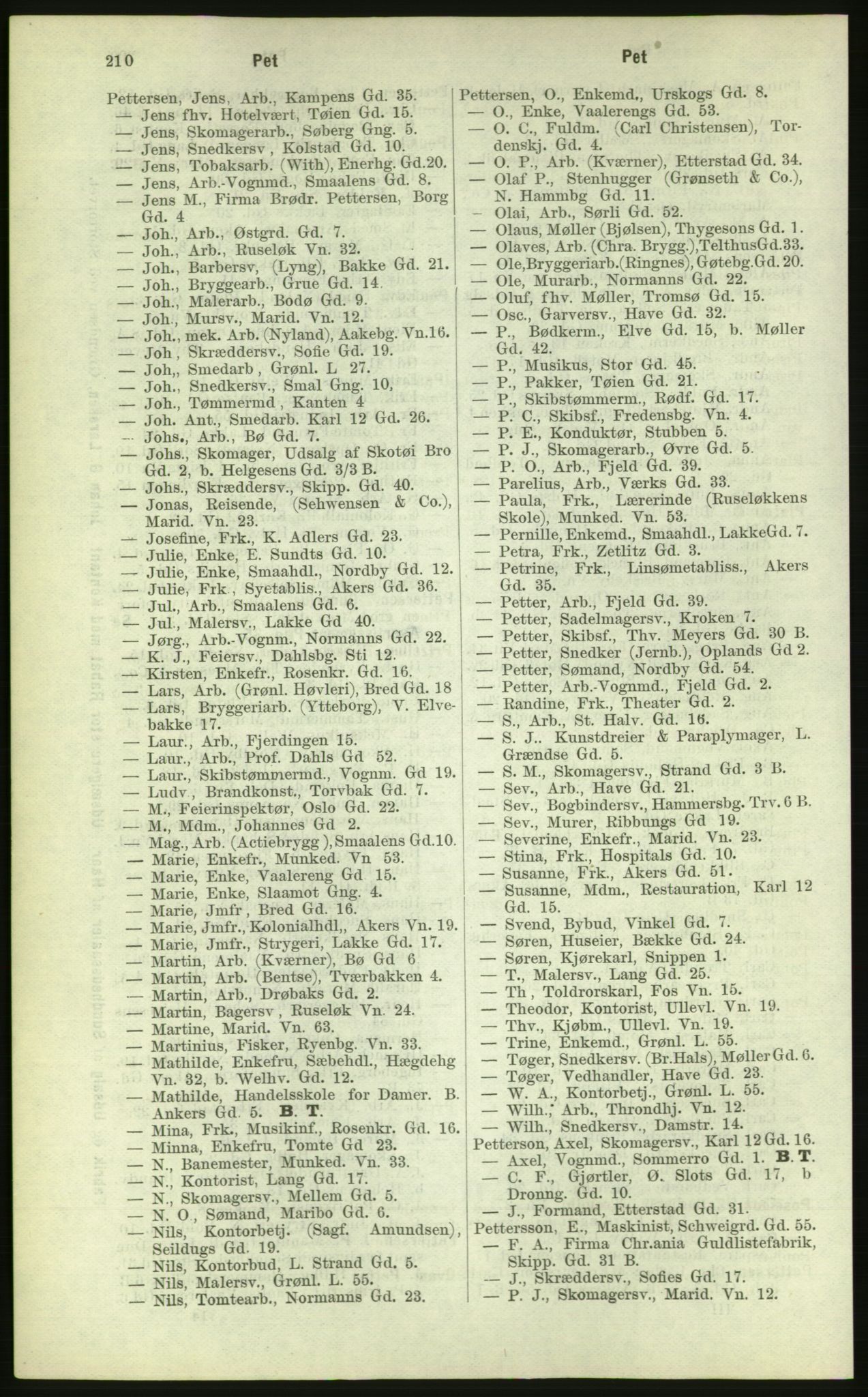 Kristiania/Oslo adressebok, PUBL/-, 1884, s. 210