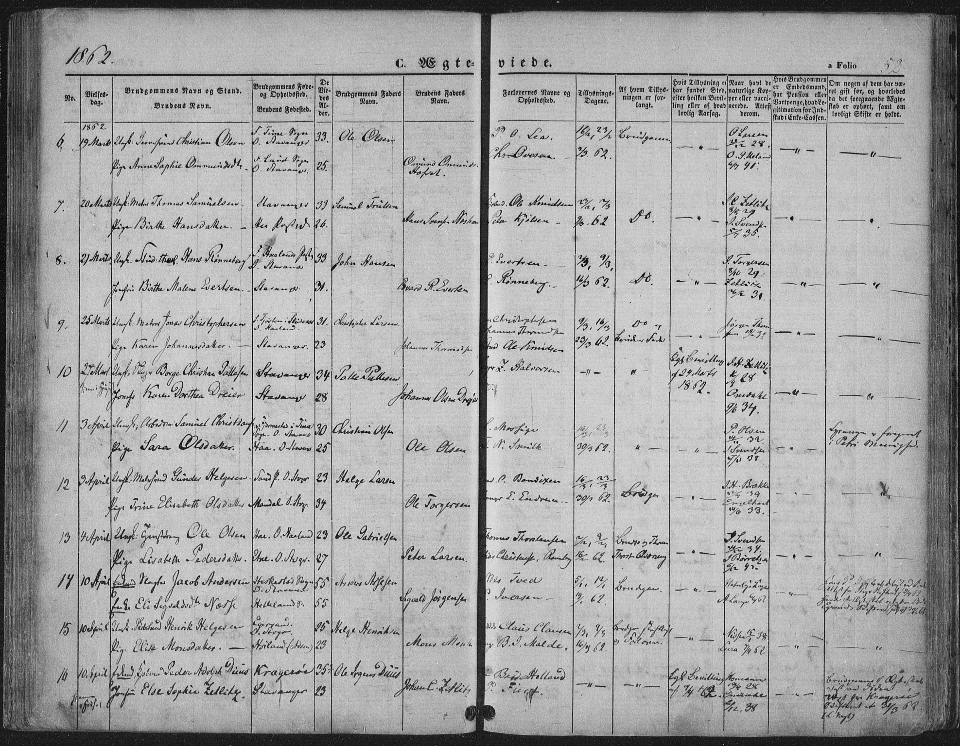Domkirken sokneprestkontor, SAST/A-101812/001/30/30BA/L0019: Ministerialbok nr. A 18, 1857-1877, s. 52