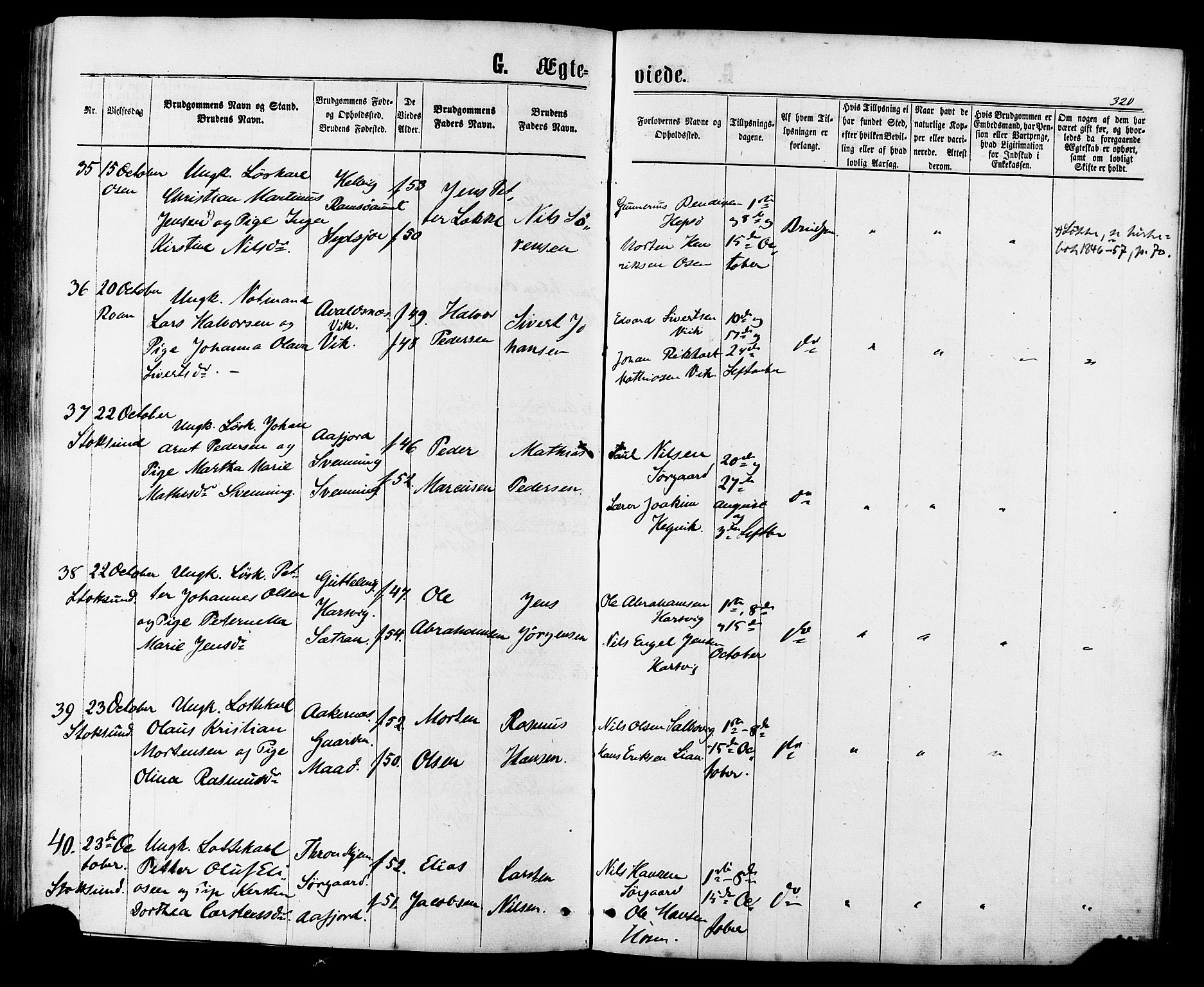 Ministerialprotokoller, klokkerbøker og fødselsregistre - Sør-Trøndelag, AV/SAT-A-1456/657/L0706: Ministerialbok nr. 657A07, 1867-1878, s. 320