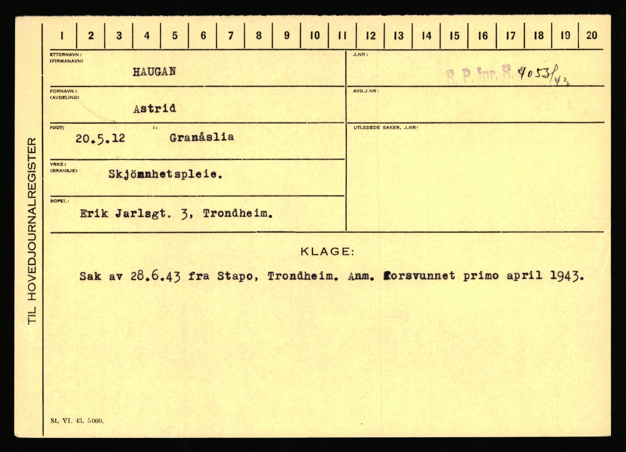 Statspolitiet - Hovedkontoret / Osloavdelingen, AV/RA-S-1329/C/Ca/L0006: Hanche - Hokstvedt, 1943-1945, s. 2211